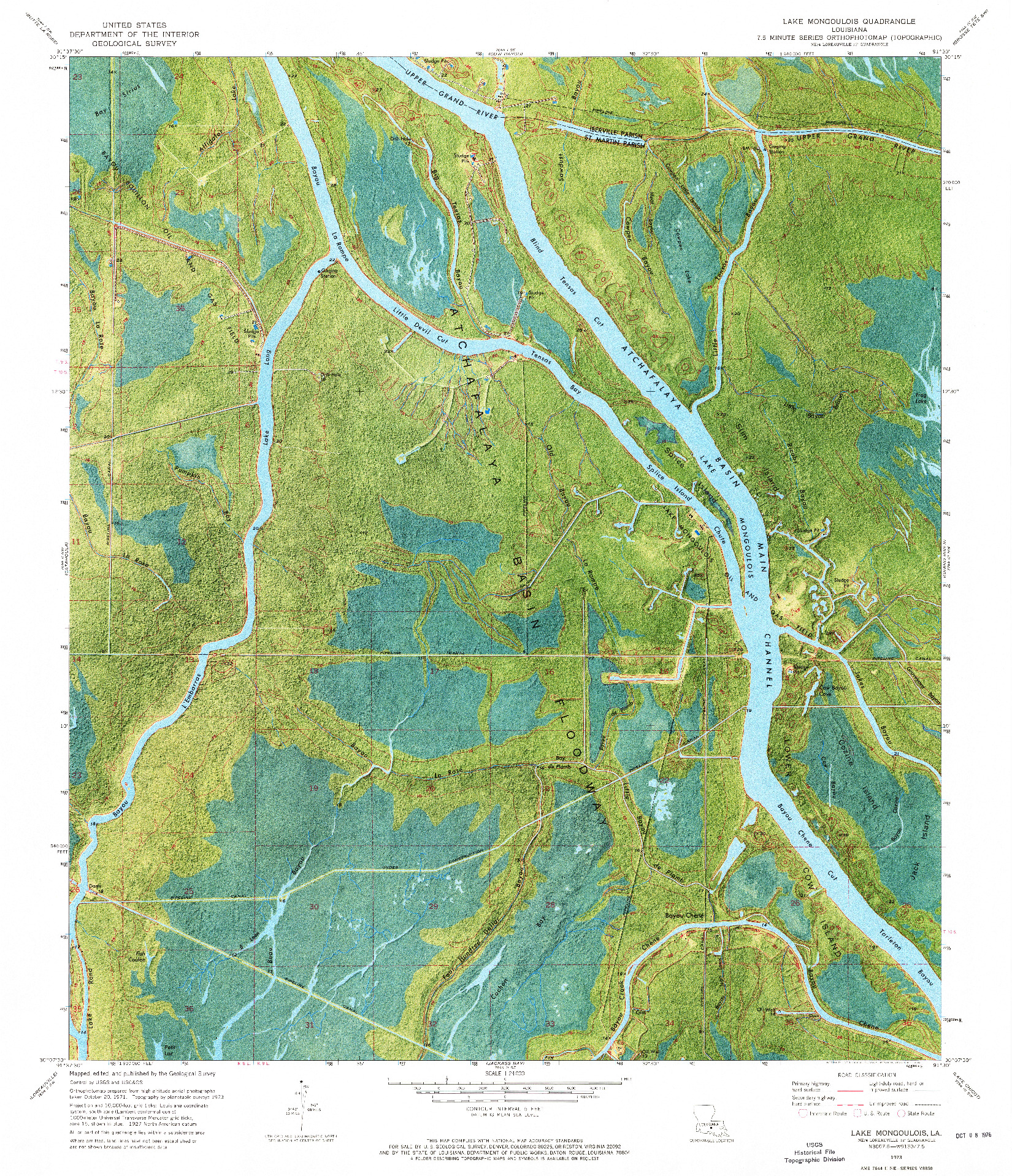 USGS 1:24000-SCALE QUADRANGLE FOR LAKE MONGOULOIS, LA 1973