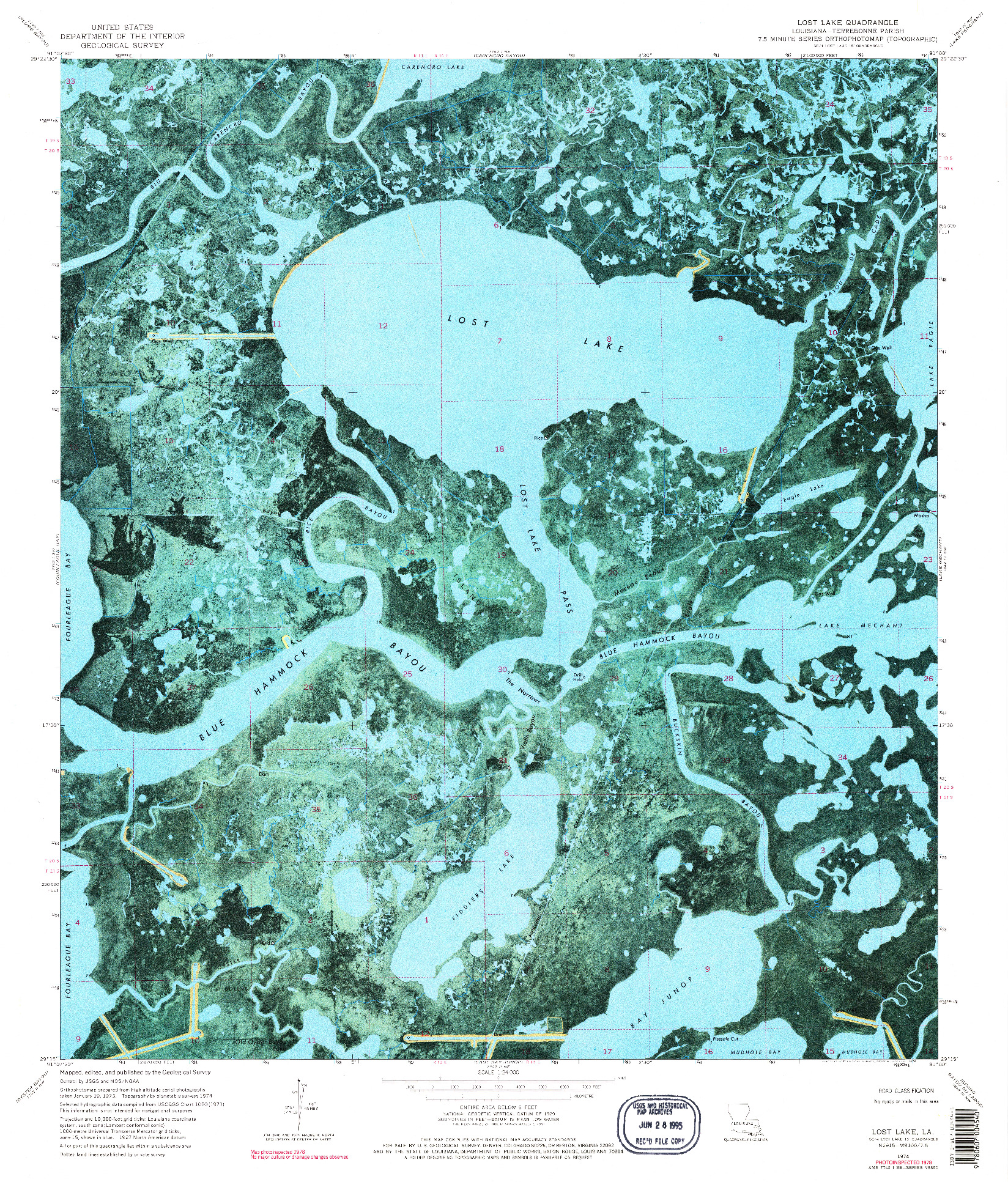 USGS 1:24000-SCALE QUADRANGLE FOR LOST LAKE, LA 1974