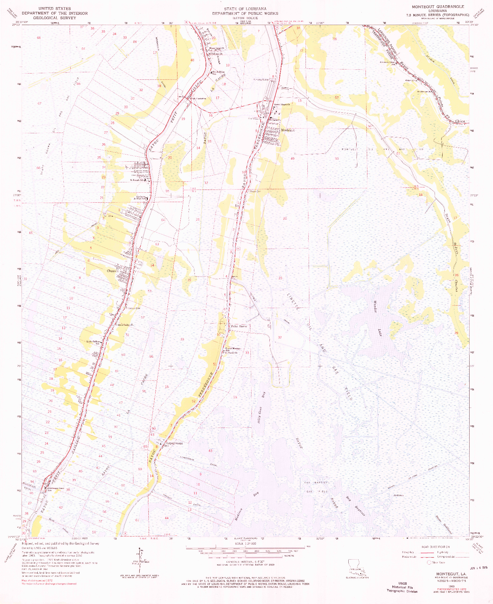 USGS 1:24000-SCALE QUADRANGLE FOR MONTEGUT, LA 1963