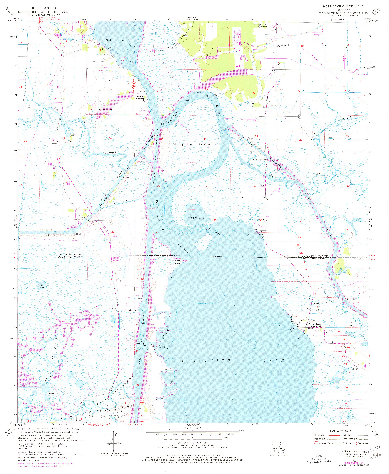 USGS 1:24000-SCALE QUADRANGLE FOR MOSS LAKE, LA 1955