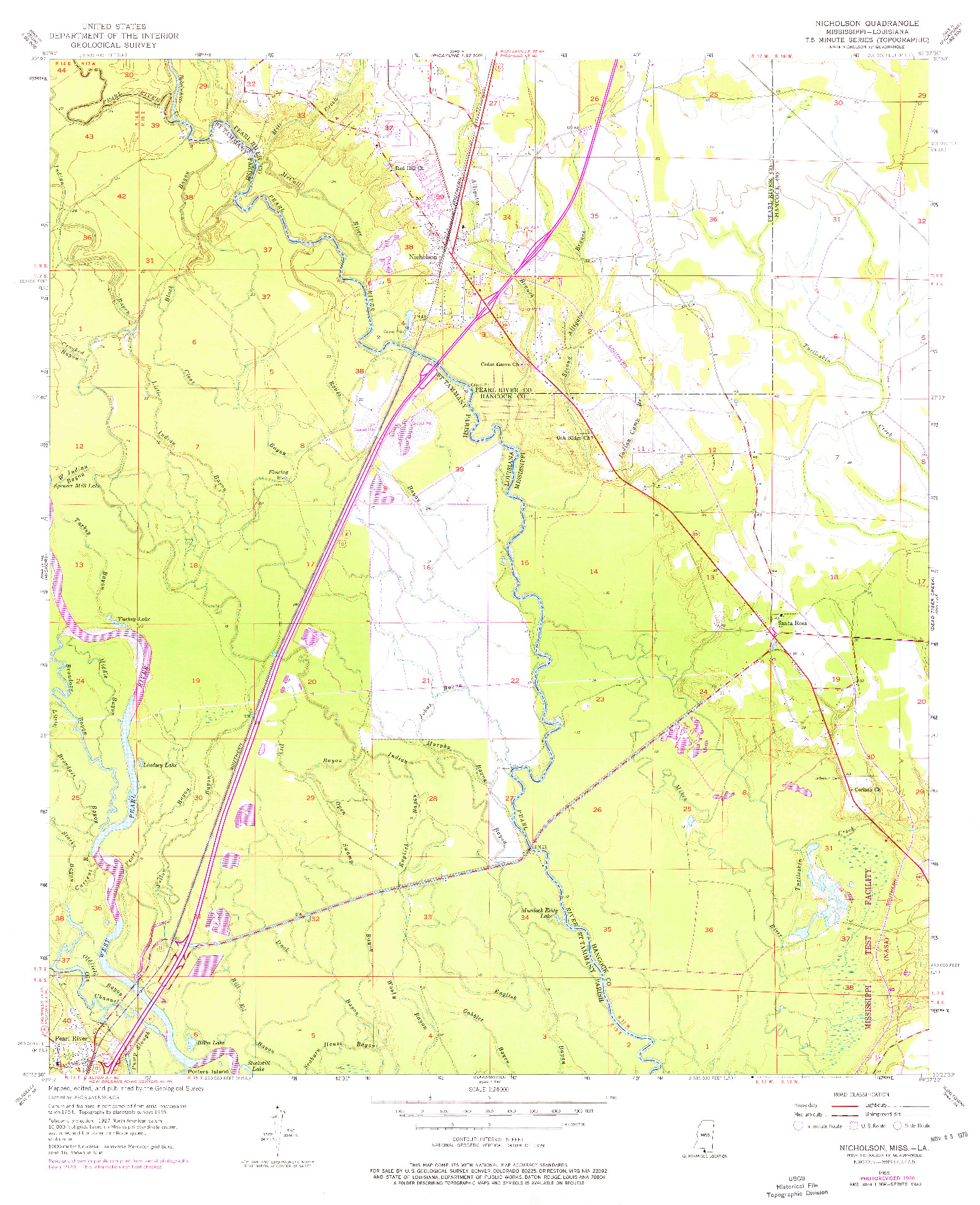 USGS 1:24000-SCALE QUADRANGLE FOR NICHOLSON, LA 1955