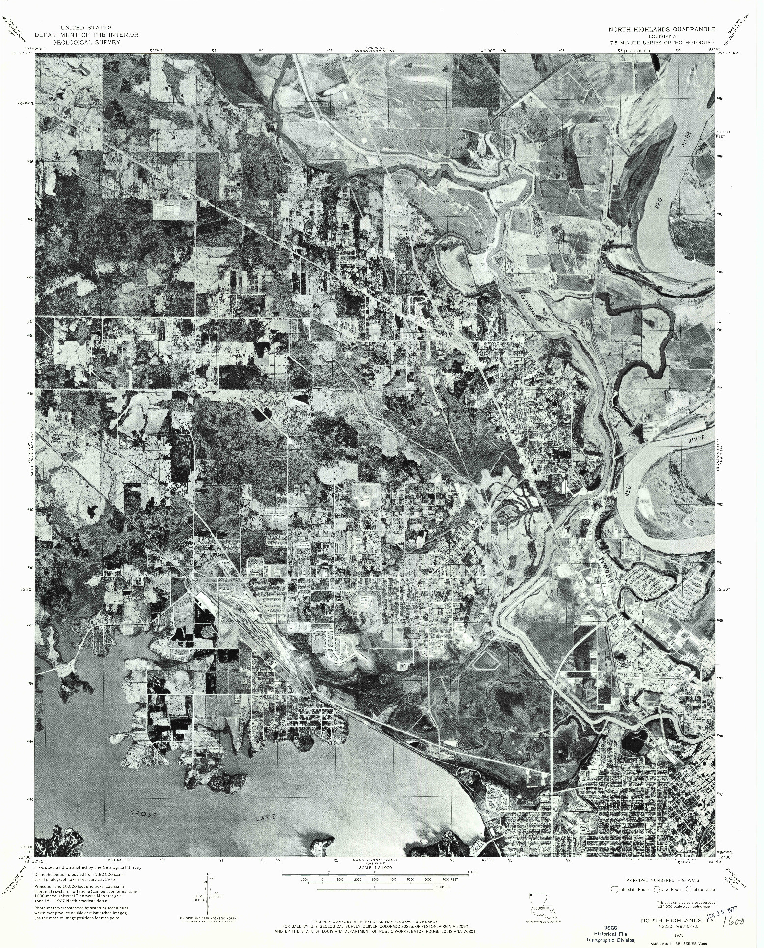 USGS 1:24000-SCALE QUADRANGLE FOR NORTH HIGHLANDS, LA 1975