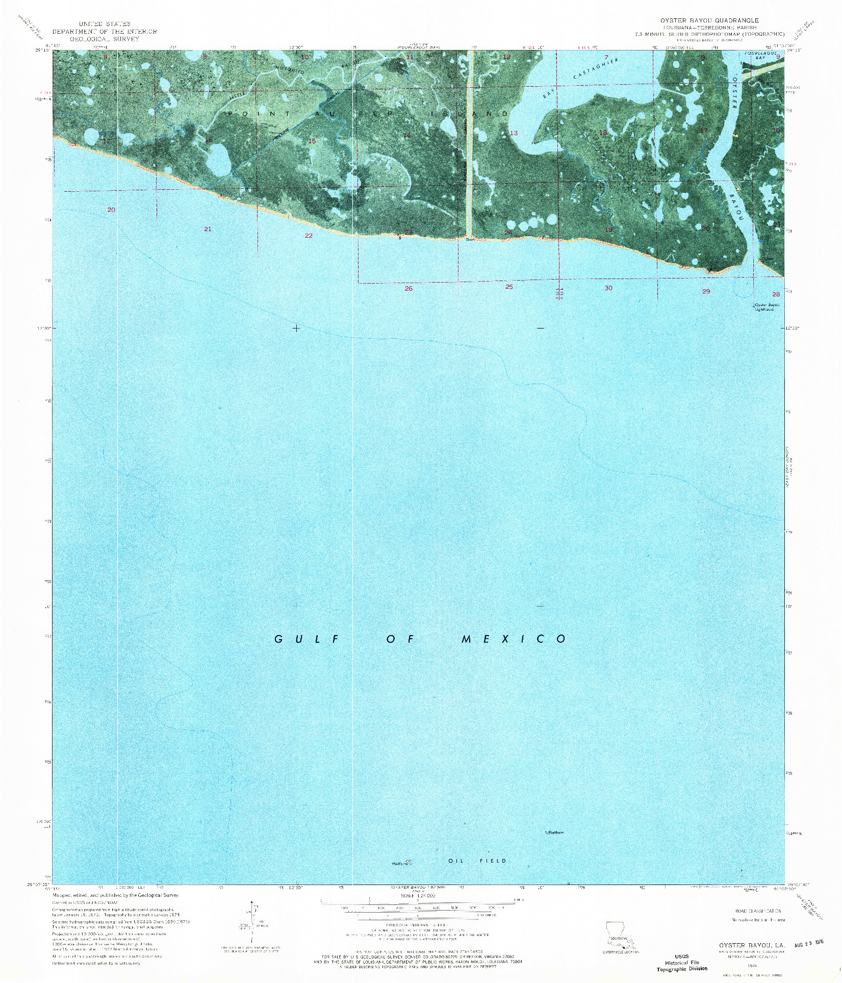 USGS 1:24000-SCALE QUADRANGLE FOR OYSTER BAYOU, LA 1974