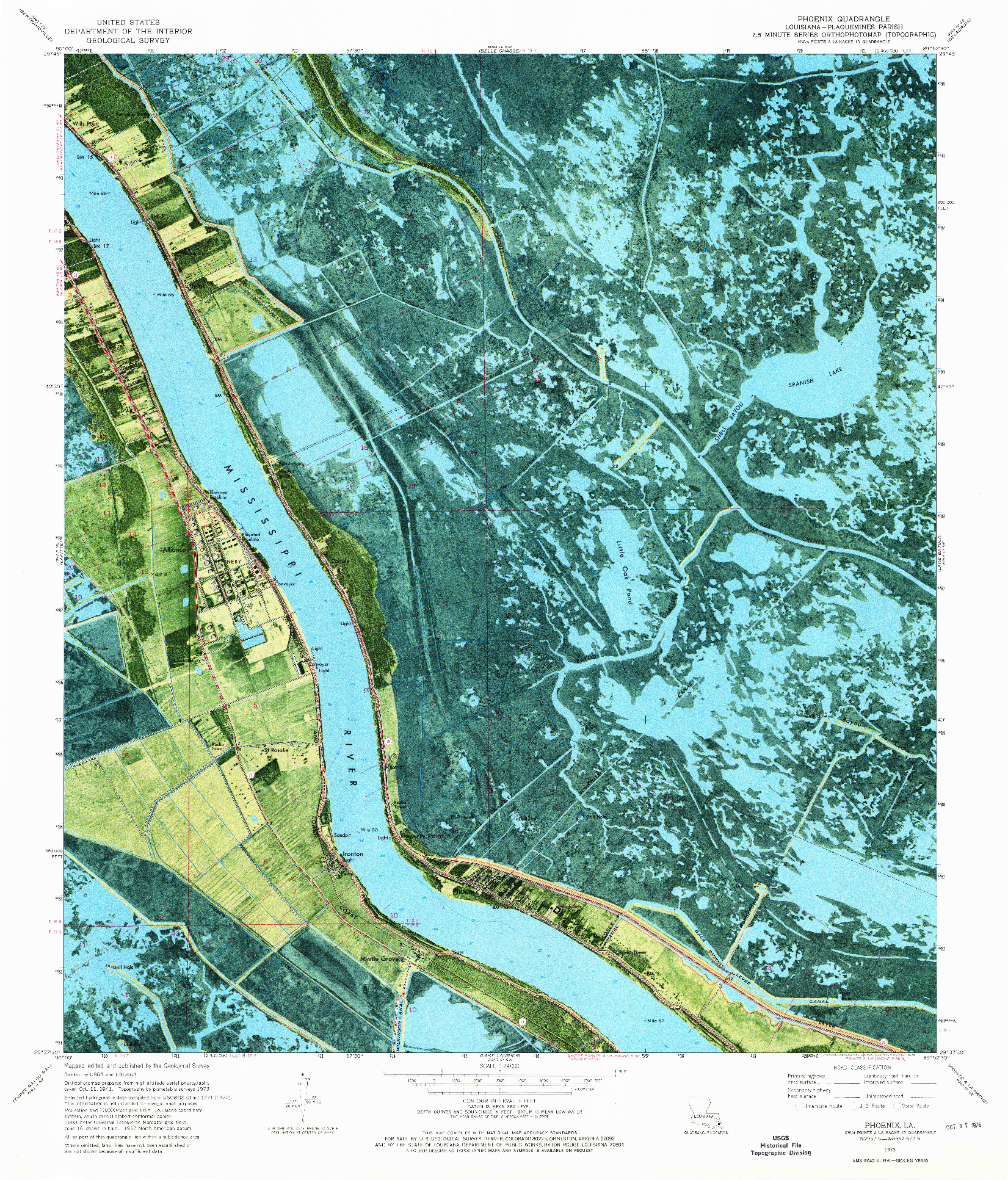 USGS 1:24000-SCALE QUADRANGLE FOR PHOENIX, LA 1973