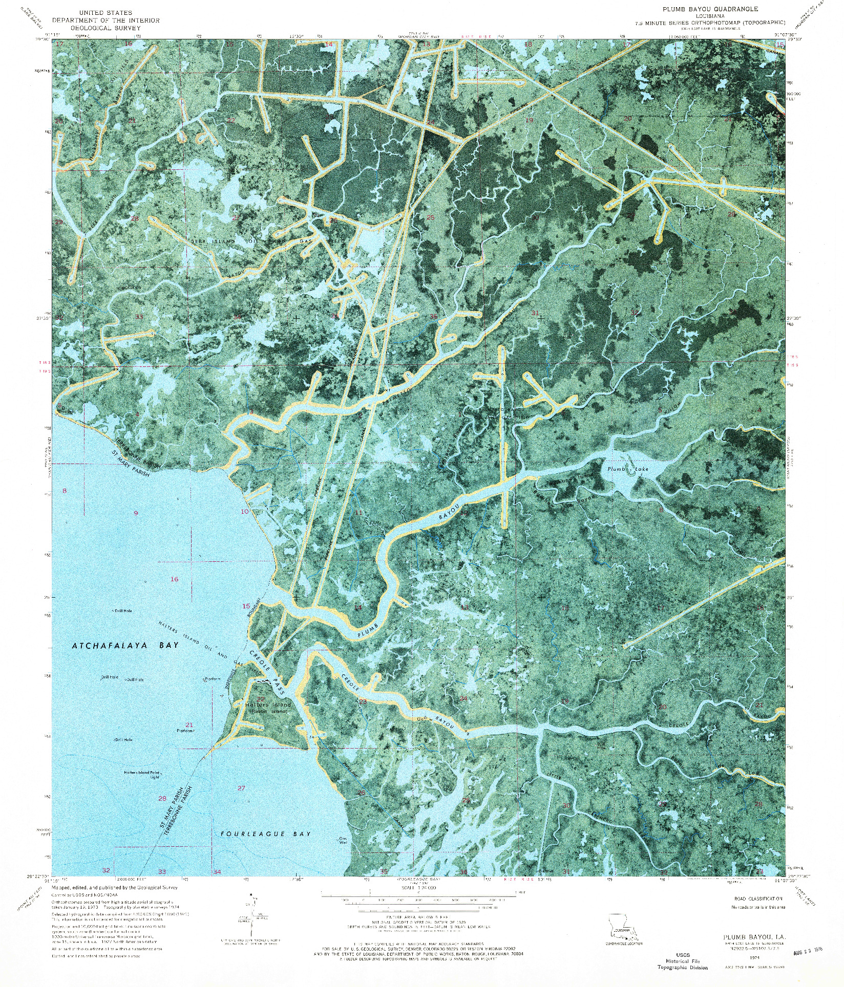 USGS 1:24000-SCALE QUADRANGLE FOR PLUMB BAYOU, LA 1974