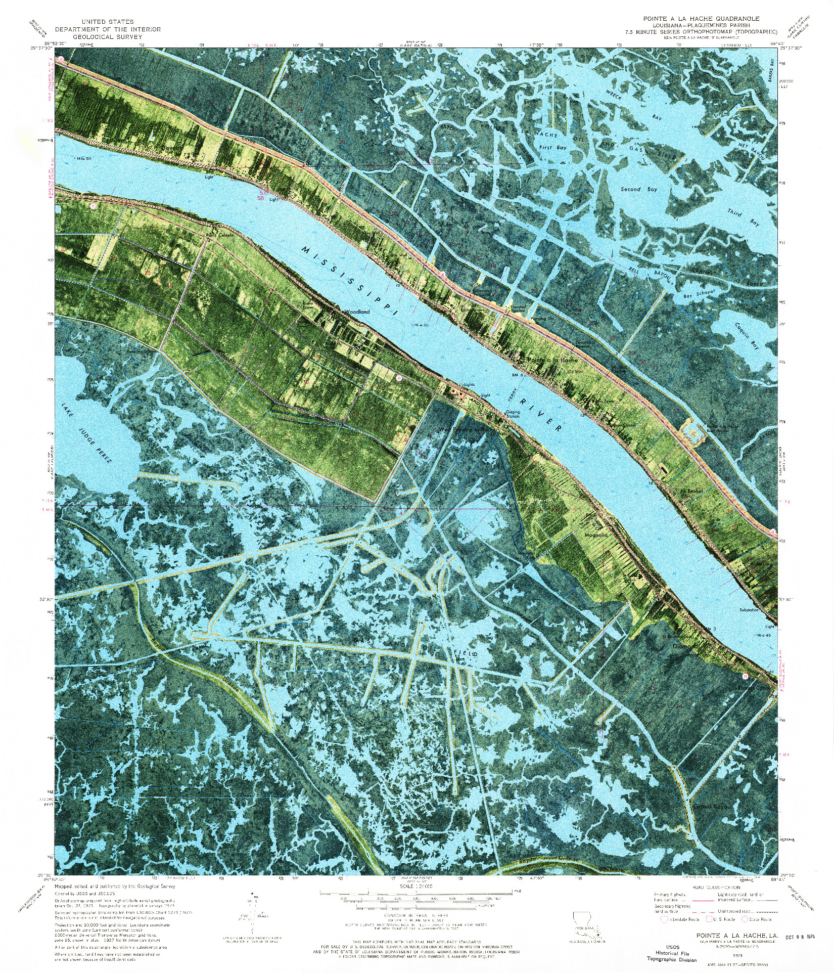 USGS 1:24000-SCALE QUADRANGLE FOR POINTE A LA HACHE, LA 1973