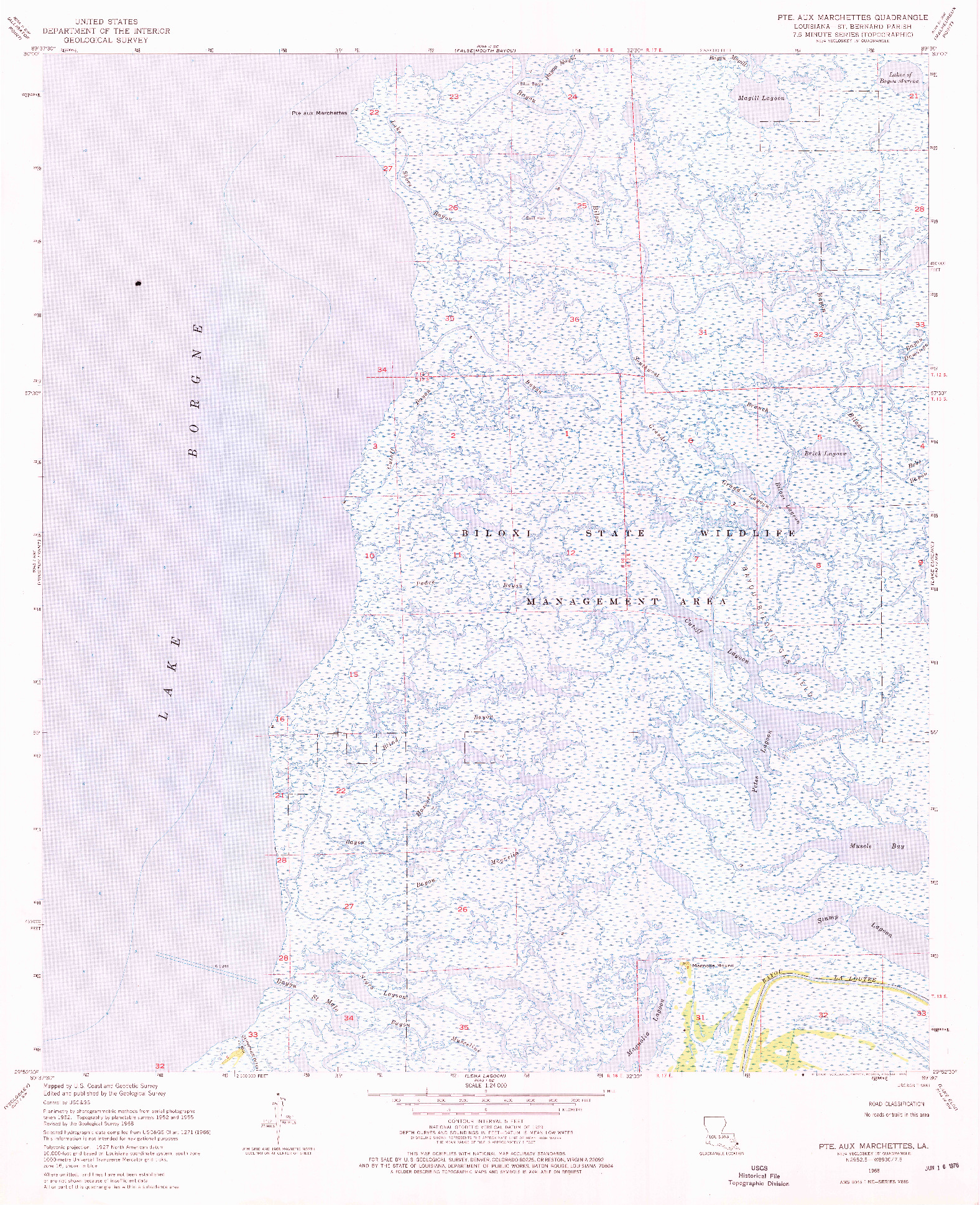 USGS 1:24000-SCALE QUADRANGLE FOR POINTE AUX MARCHETTES, LA 1968