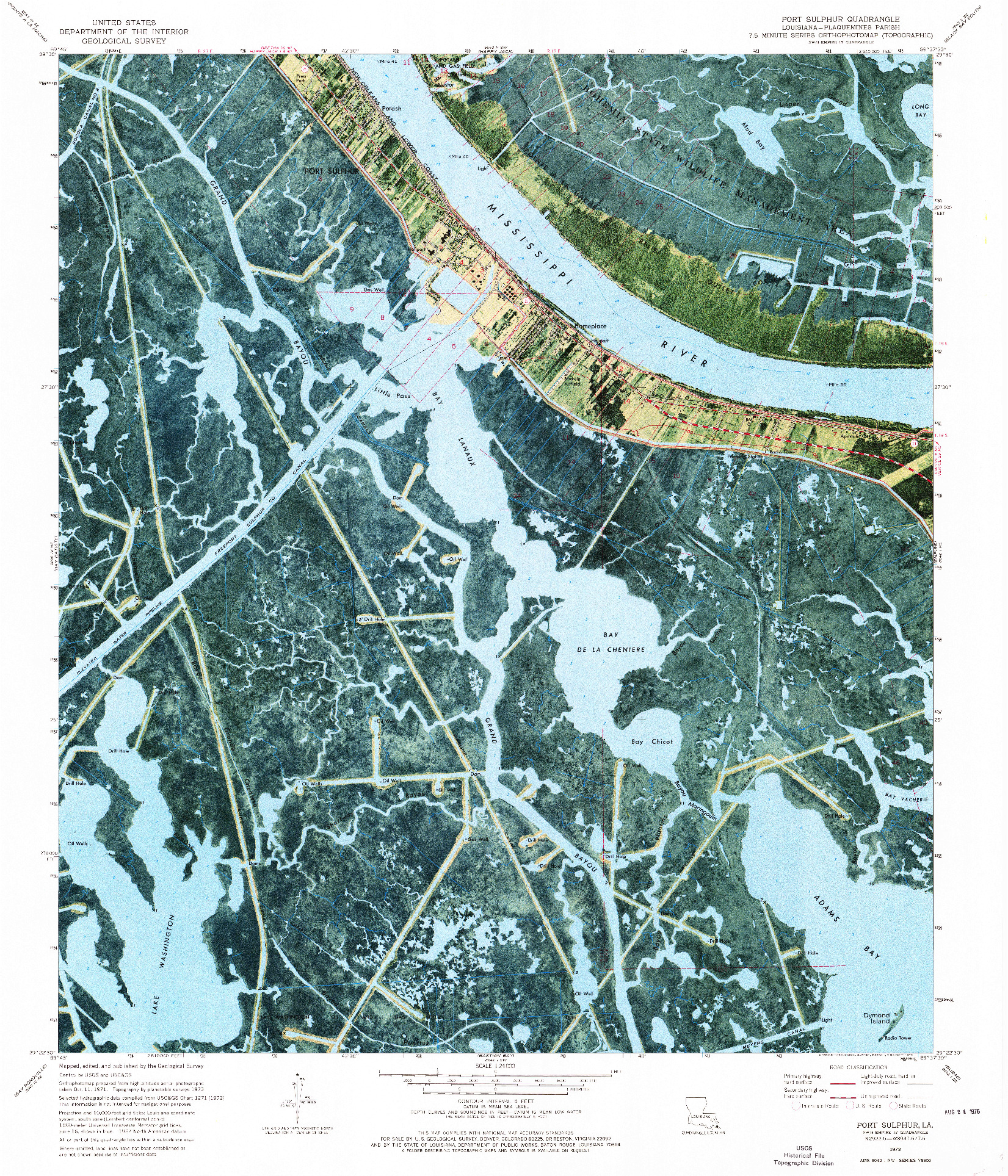 USGS 1:24000-SCALE QUADRANGLE FOR PORT SULPHUR, LA 1973