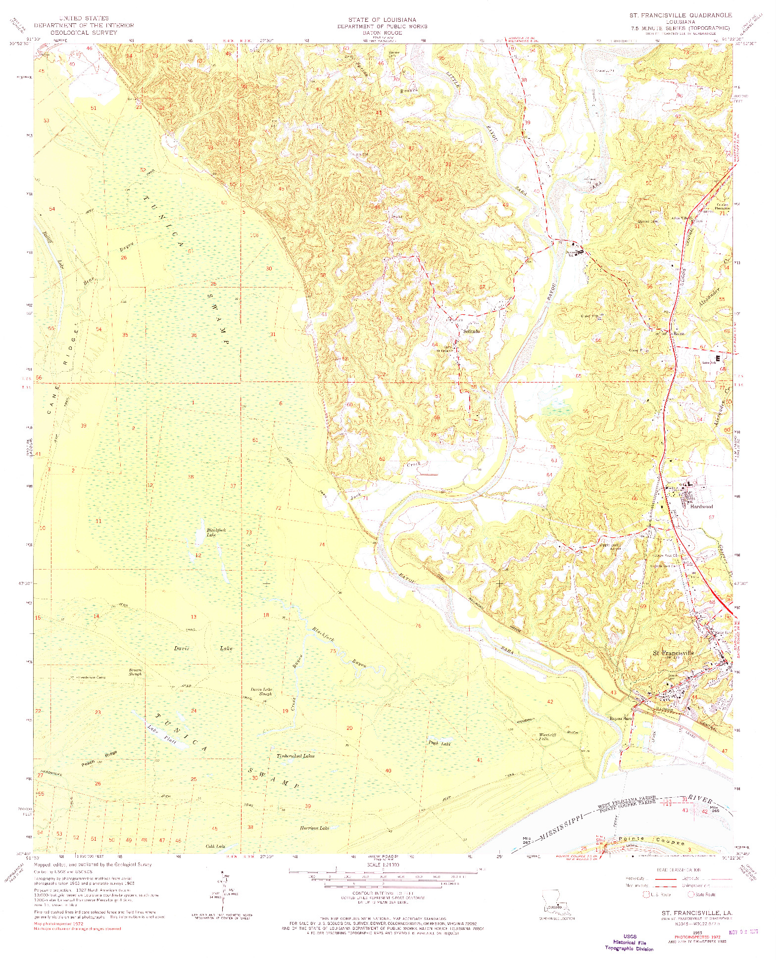USGS 1:24000-SCALE QUADRANGLE FOR ST. FRANCISVILLE, LA 1965
