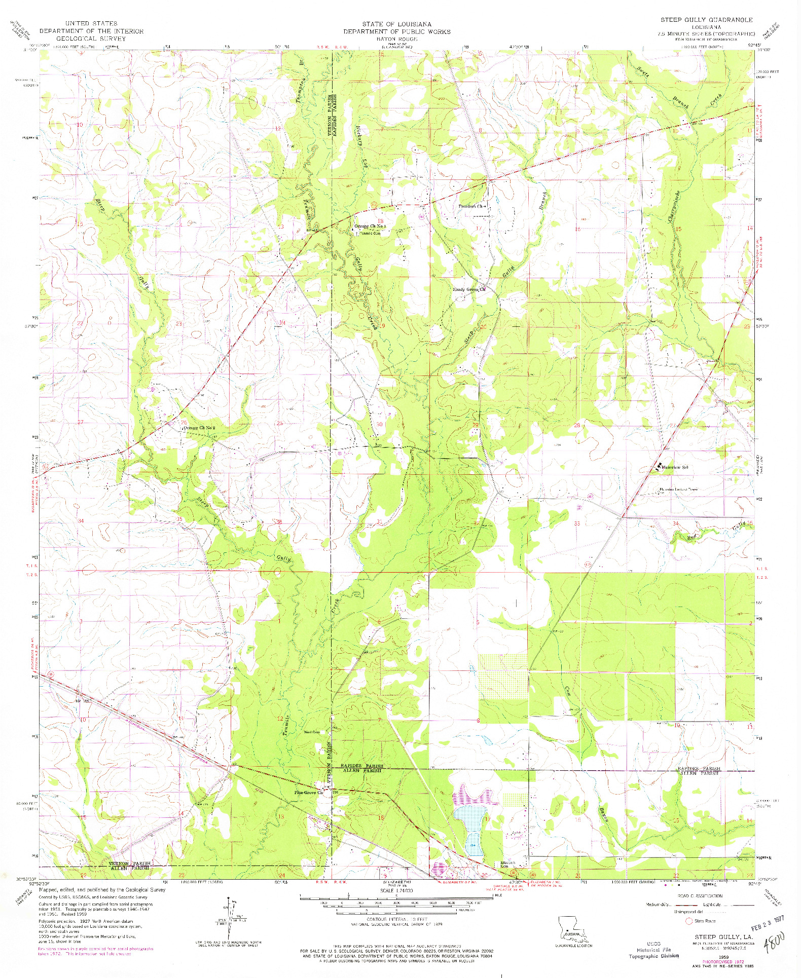 USGS 1:24000-SCALE QUADRANGLE FOR STEEP GULLY, LA 1959