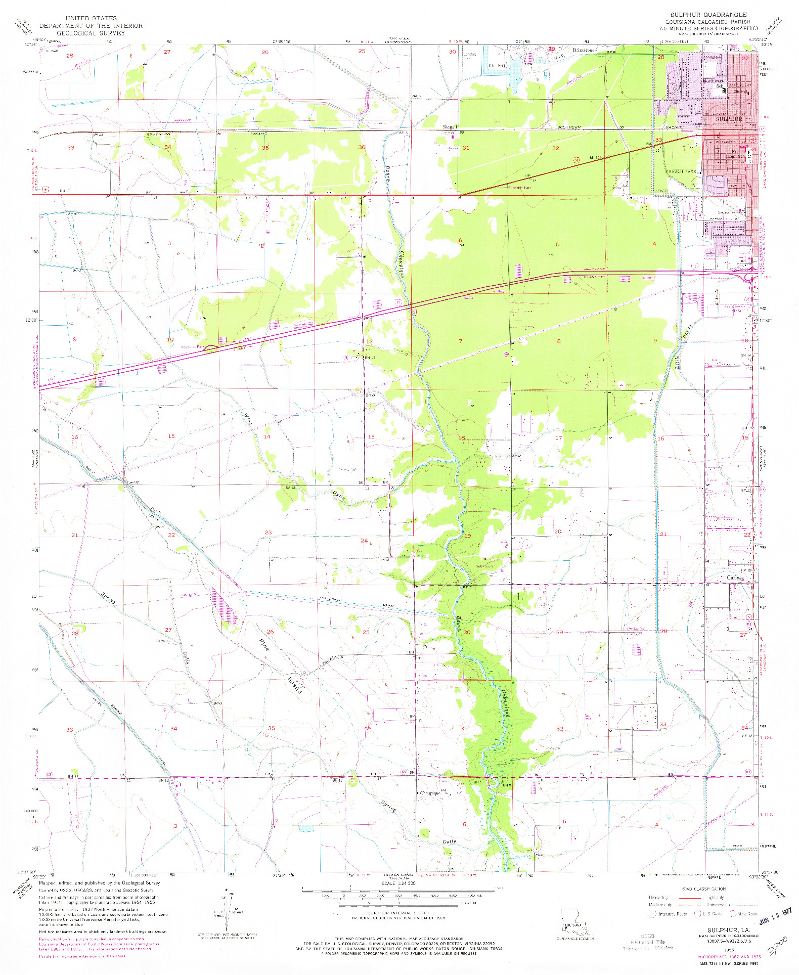 USGS 1:24000-SCALE QUADRANGLE FOR SULPHUR, LA 1955