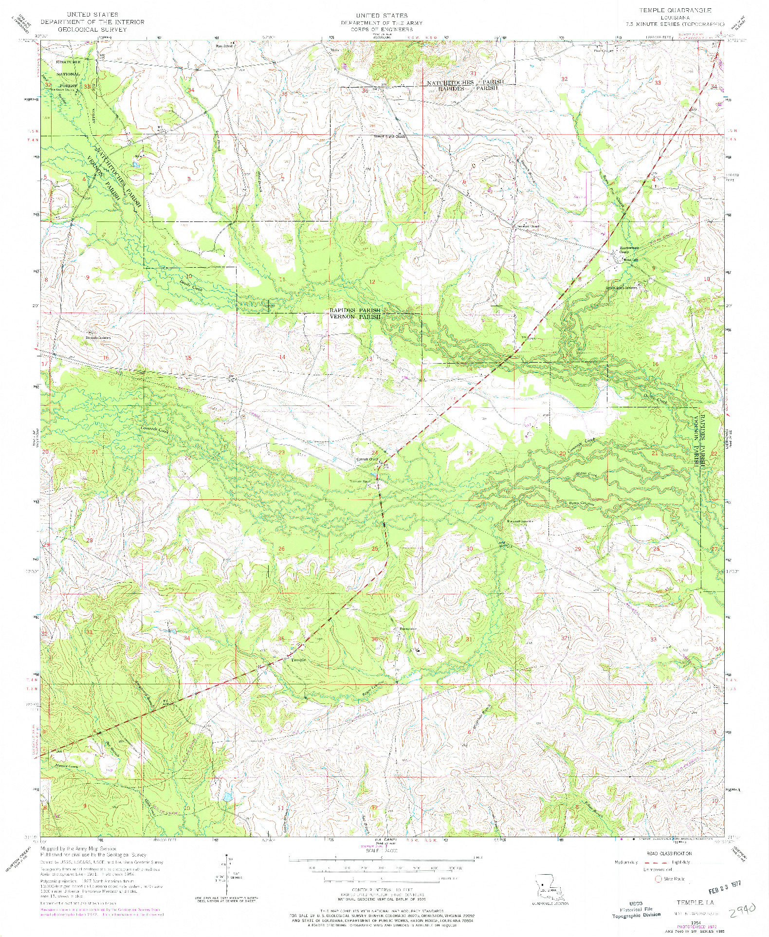 USGS 1:24000-SCALE QUADRANGLE FOR TEMPLE, LA 1954