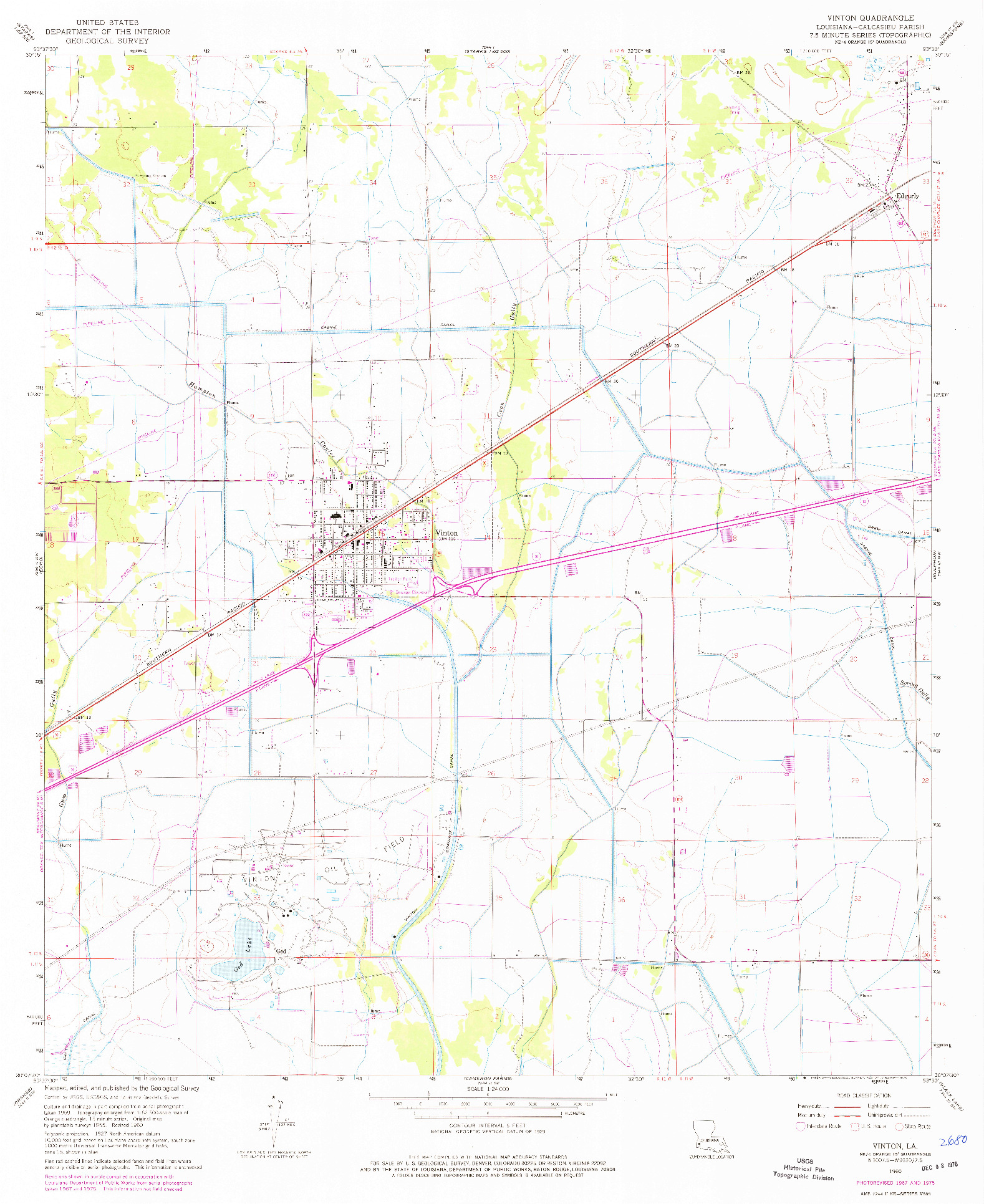 USGS 1:24000-SCALE QUADRANGLE FOR VINTON, LA 1960