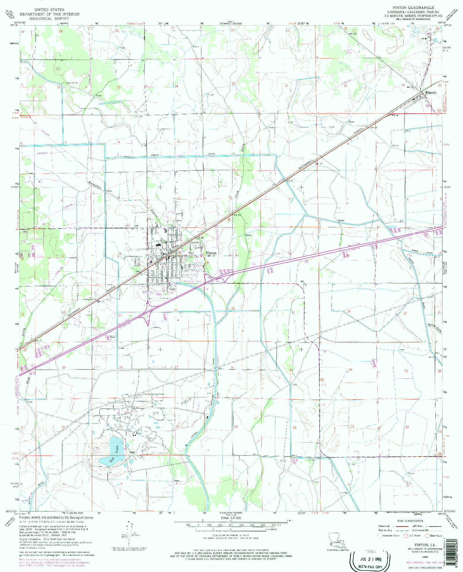 USGS 1:24000-SCALE QUADRANGLE FOR VINTON, LA 1960