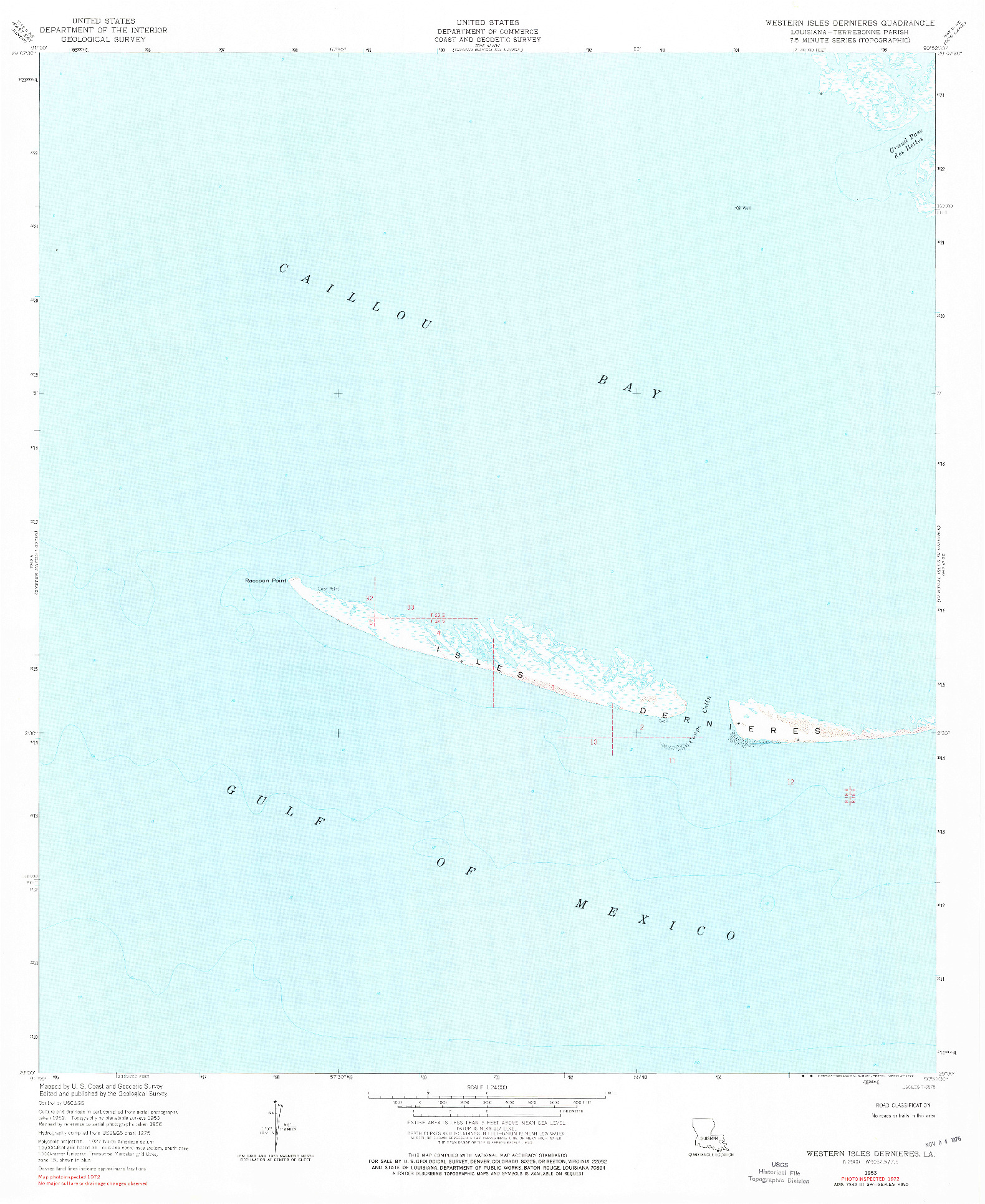 USGS 1:24000-SCALE QUADRANGLE FOR WESTERN ISLES DERNIERES, LA 1953