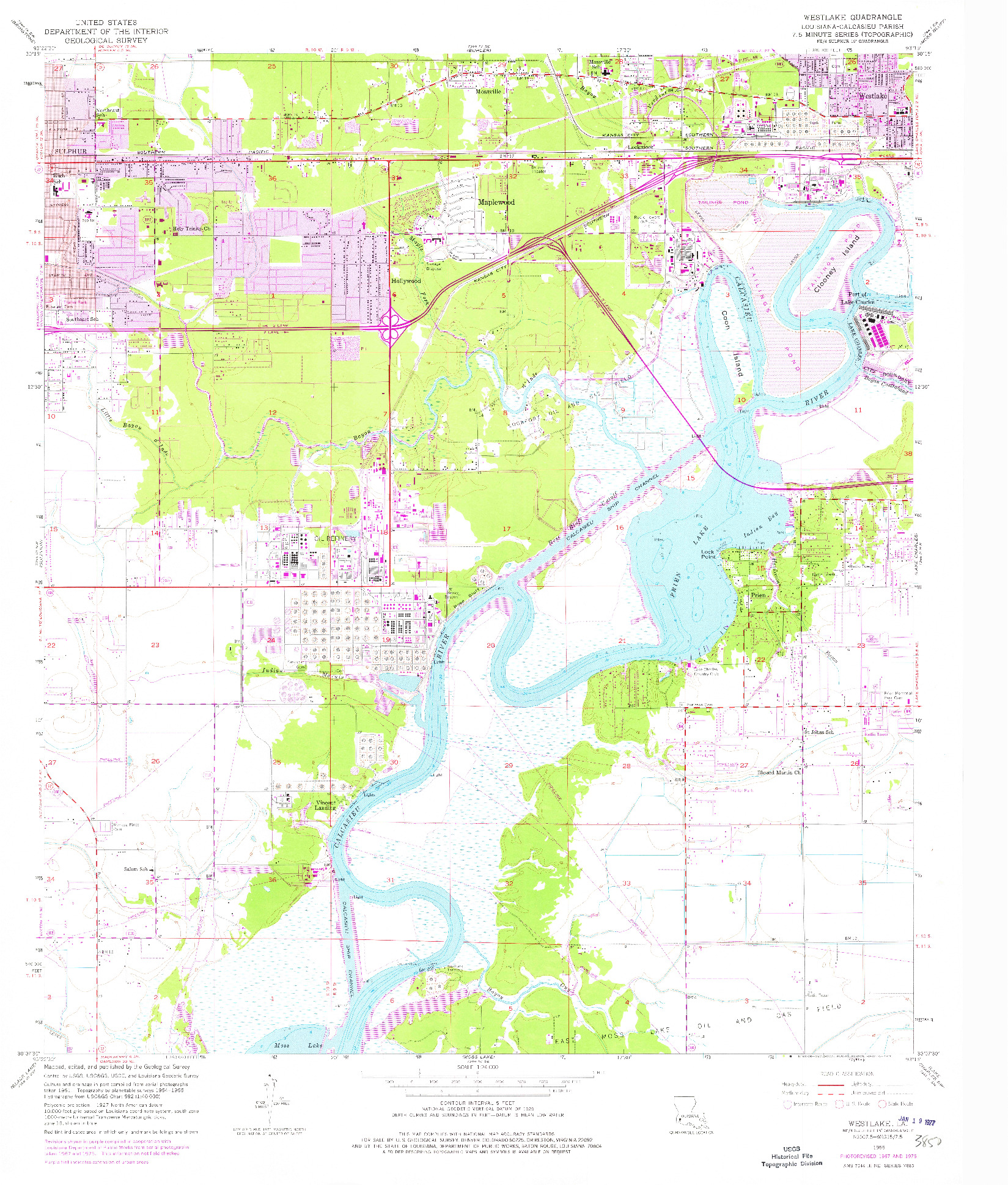 USGS 1:24000-SCALE QUADRANGLE FOR WESTLAKE, LA 1955