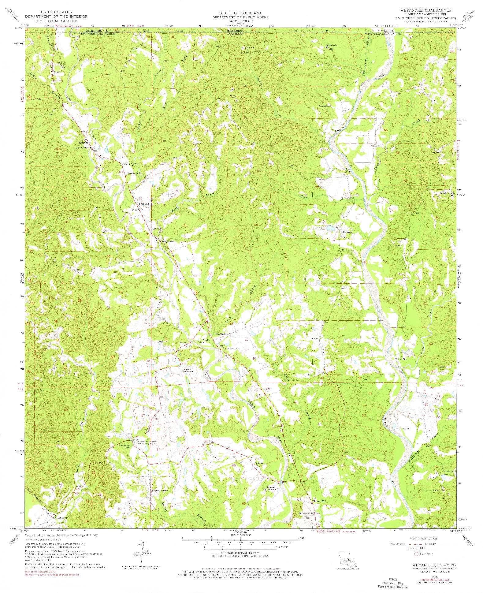 USGS 1:24000-SCALE QUADRANGLE FOR WEYANOKE, LA 1965