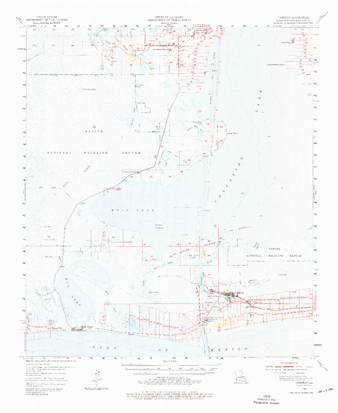 USGS 1:62500-SCALE QUADRANGLE FOR CAMERON, LA 1955