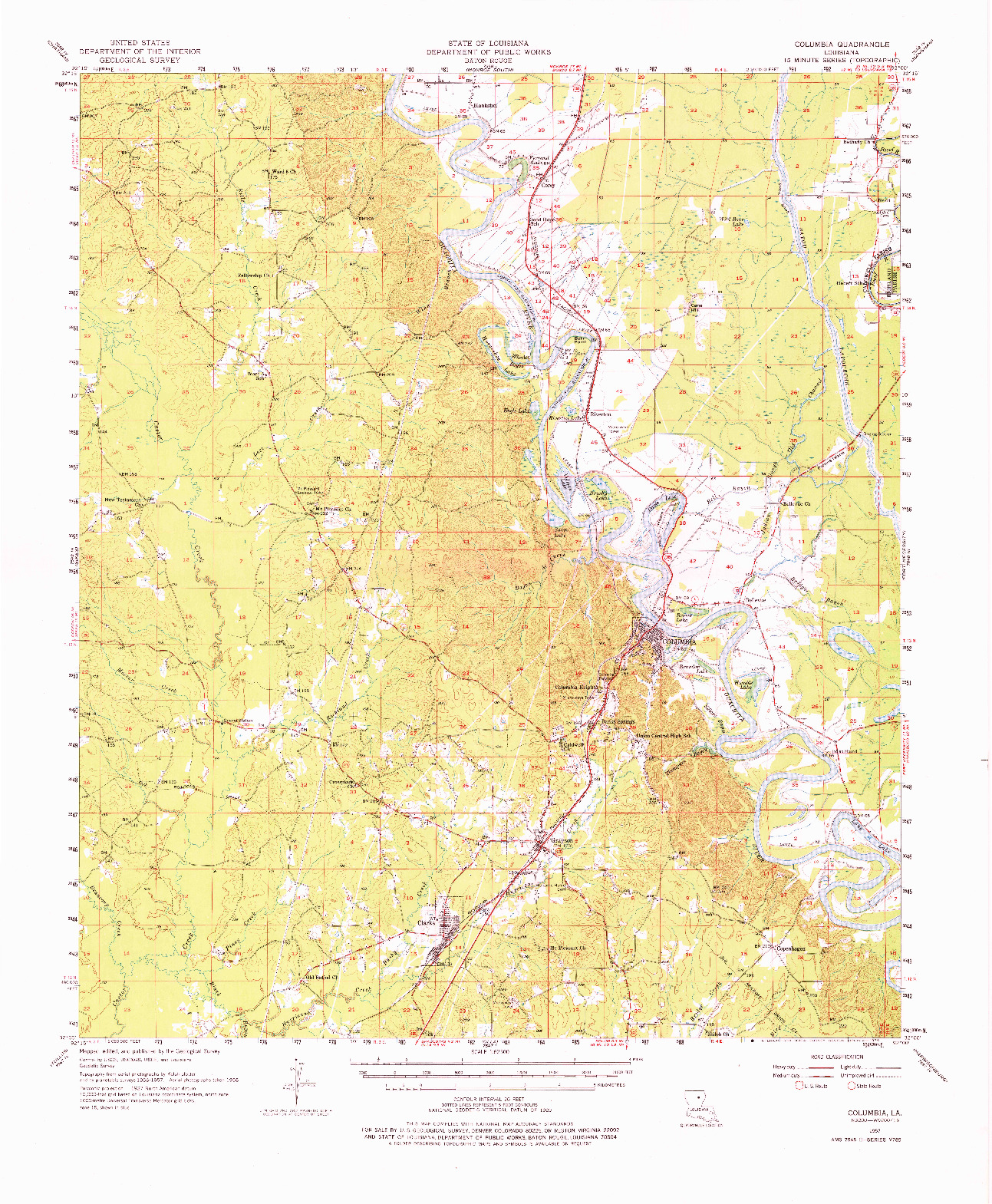 USGS 1:62500-SCALE QUADRANGLE FOR COLUMBIA, LA 1957