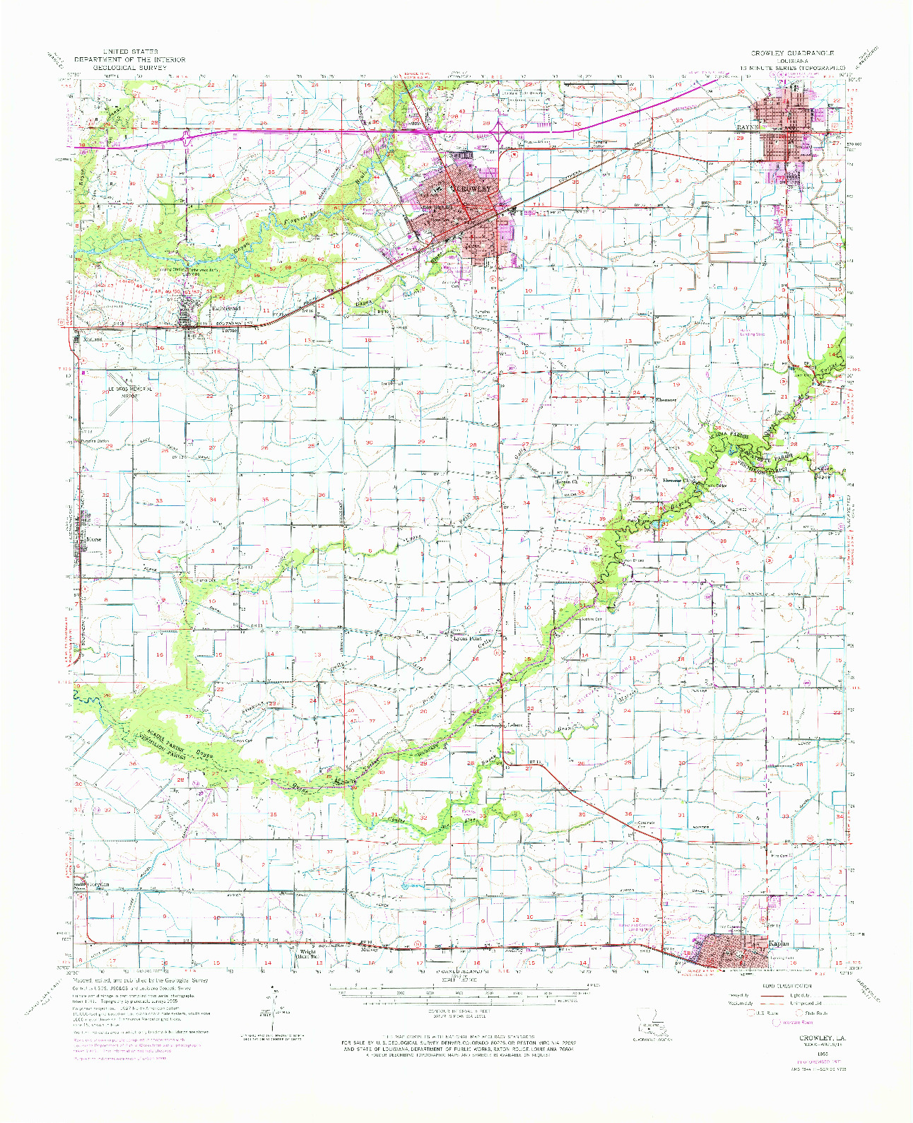 USGS 1:62500-SCALE QUADRANGLE FOR CROWLEY, LA 1955