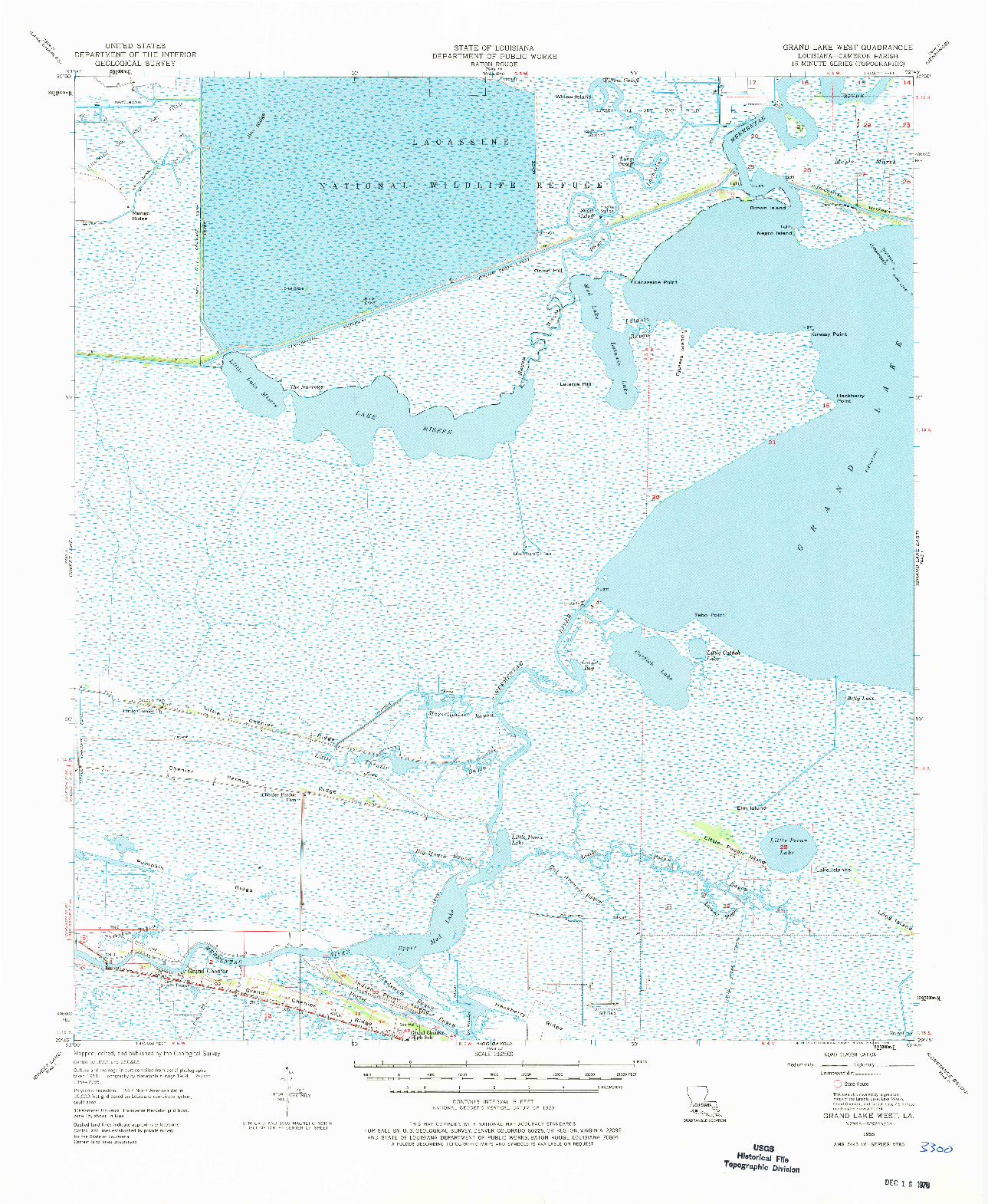 USGS 1:62500-SCALE QUADRANGLE FOR GRAND LAKE WEST, LA 1955