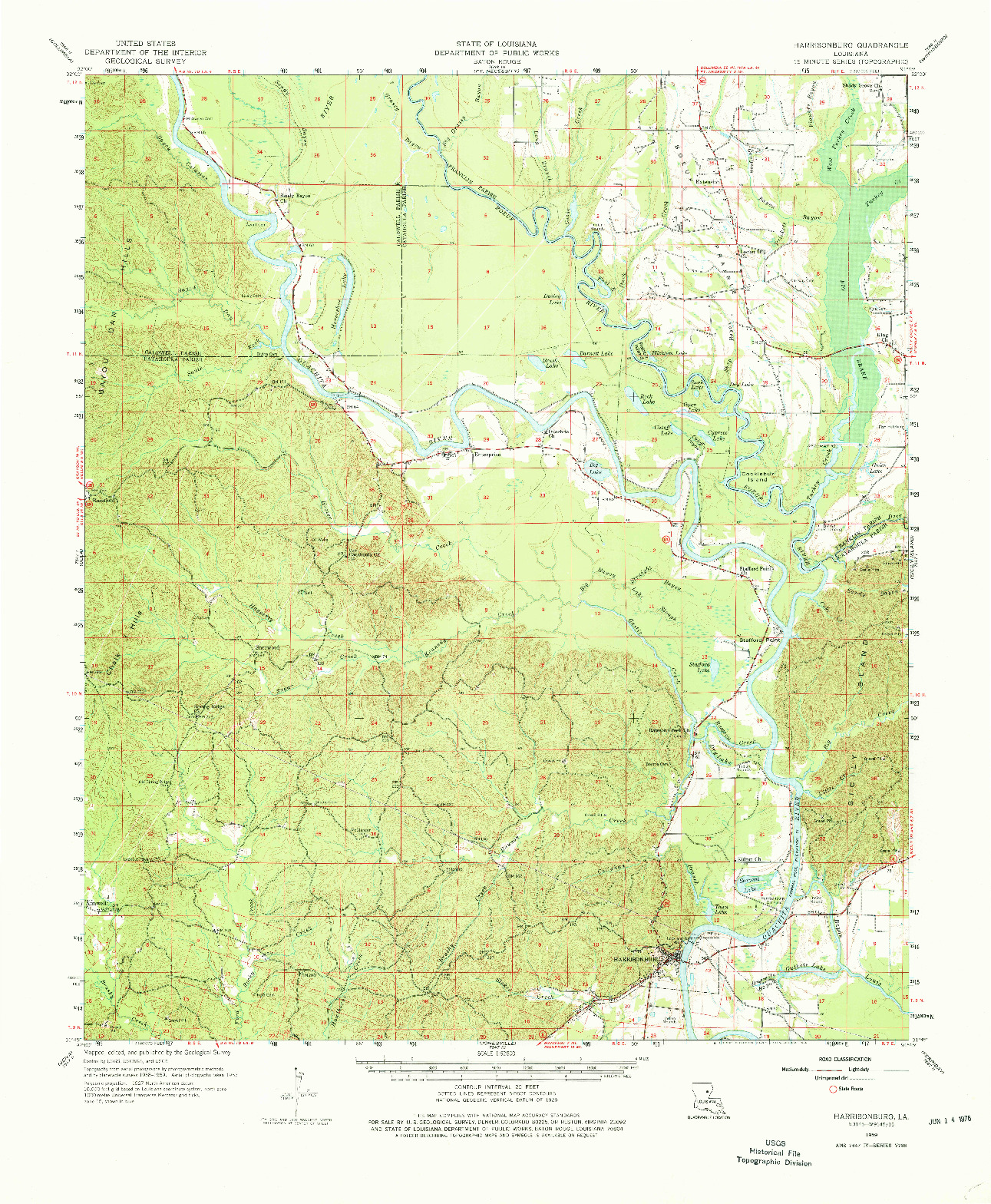 USGS 1:62500-SCALE QUADRANGLE FOR HARRISONBURG, LA 1959