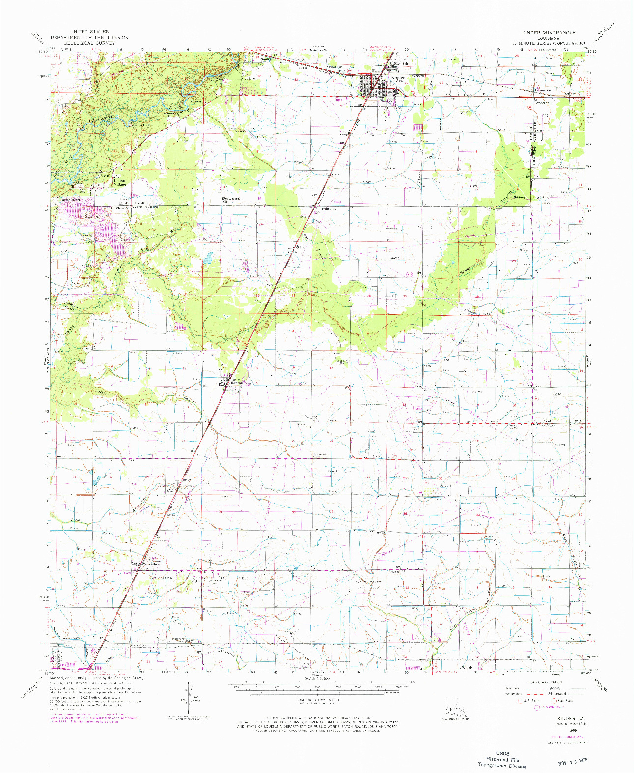 USGS 1:62500-SCALE QUADRANGLE FOR KINDER, LA 1959
