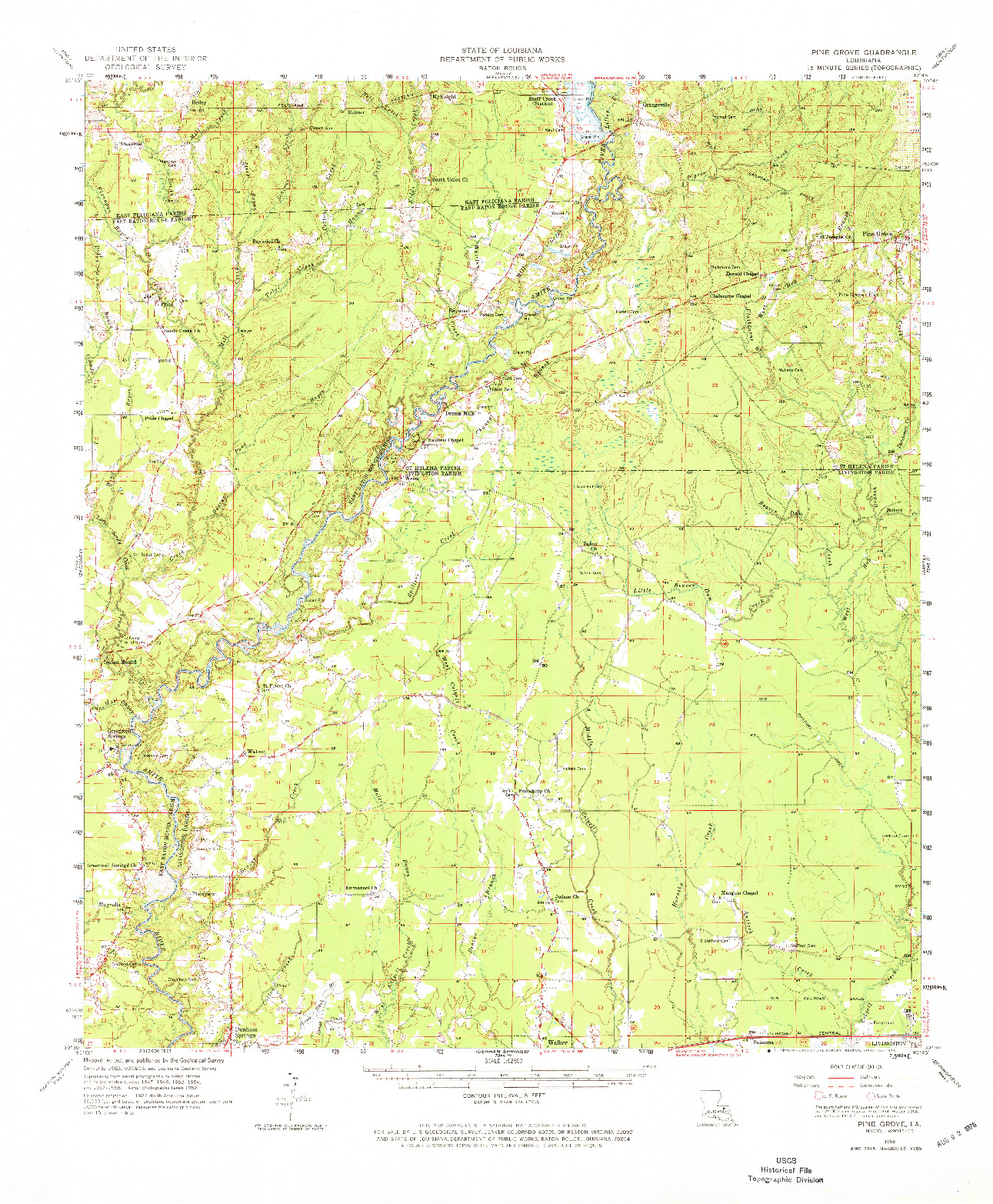 USGS 1:62500-SCALE QUADRANGLE FOR PINE GROVE, LA 1958