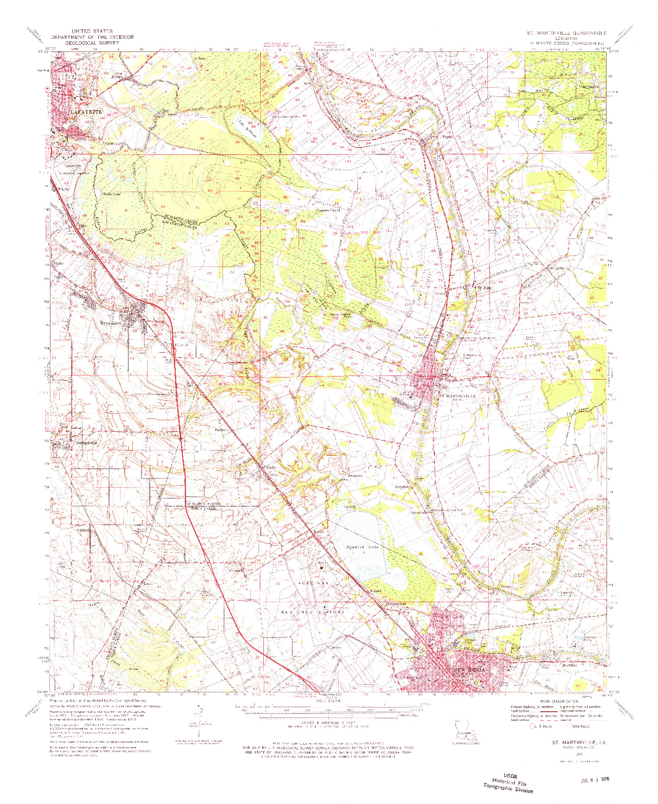 USGS 1:62500-SCALE QUADRANGLE FOR ST. MARTINVILLE, LA 1970