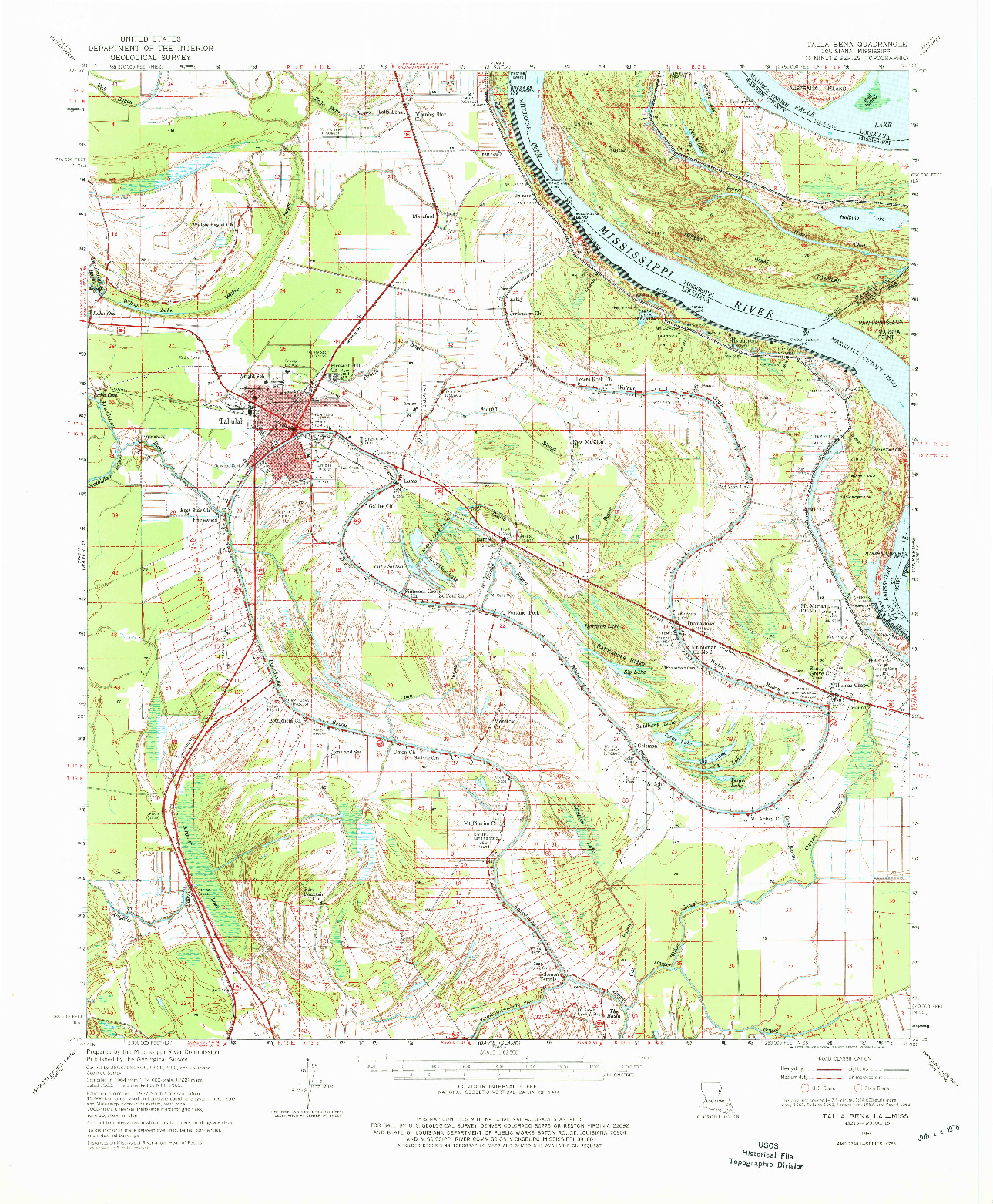 USGS 1:62500-SCALE QUADRANGLE FOR TALLA BENA, LA 1965