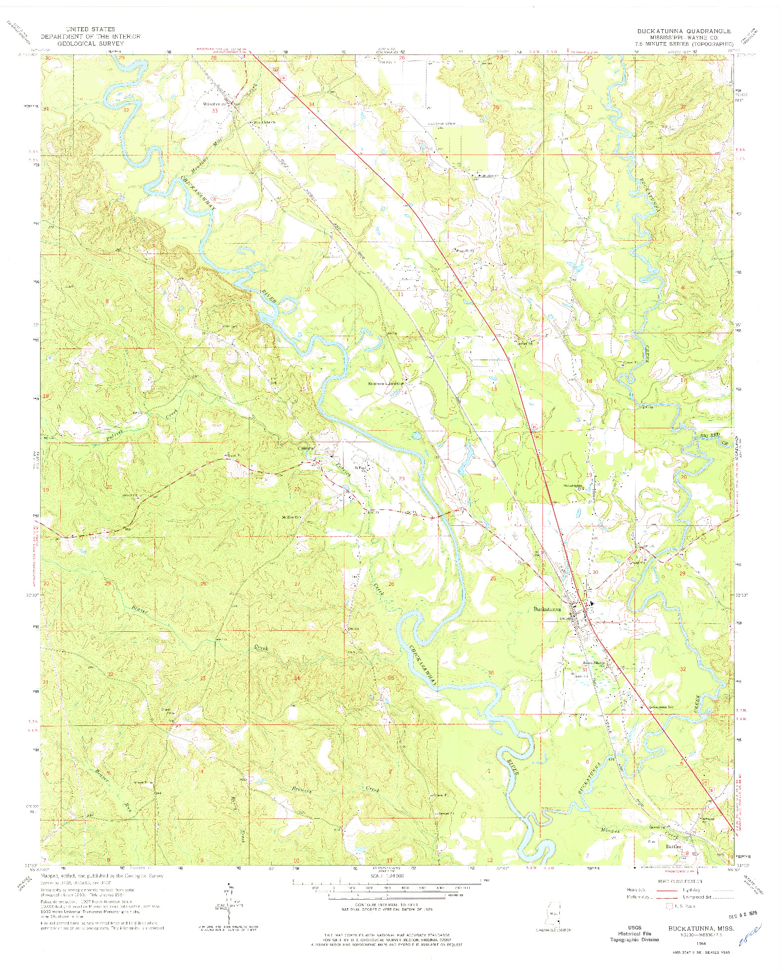 USGS 1:24000-SCALE QUADRANGLE FOR BUCKATUNNA, MS 1964