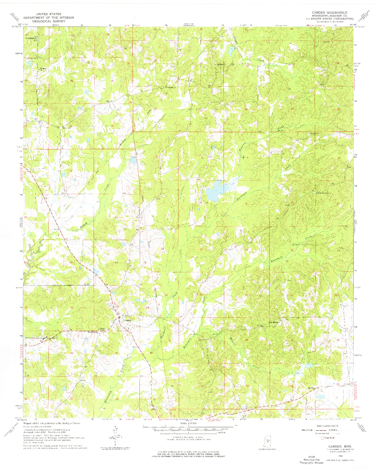 USGS 1:24000-SCALE QUADRANGLE FOR CAMDEN, MS 1964