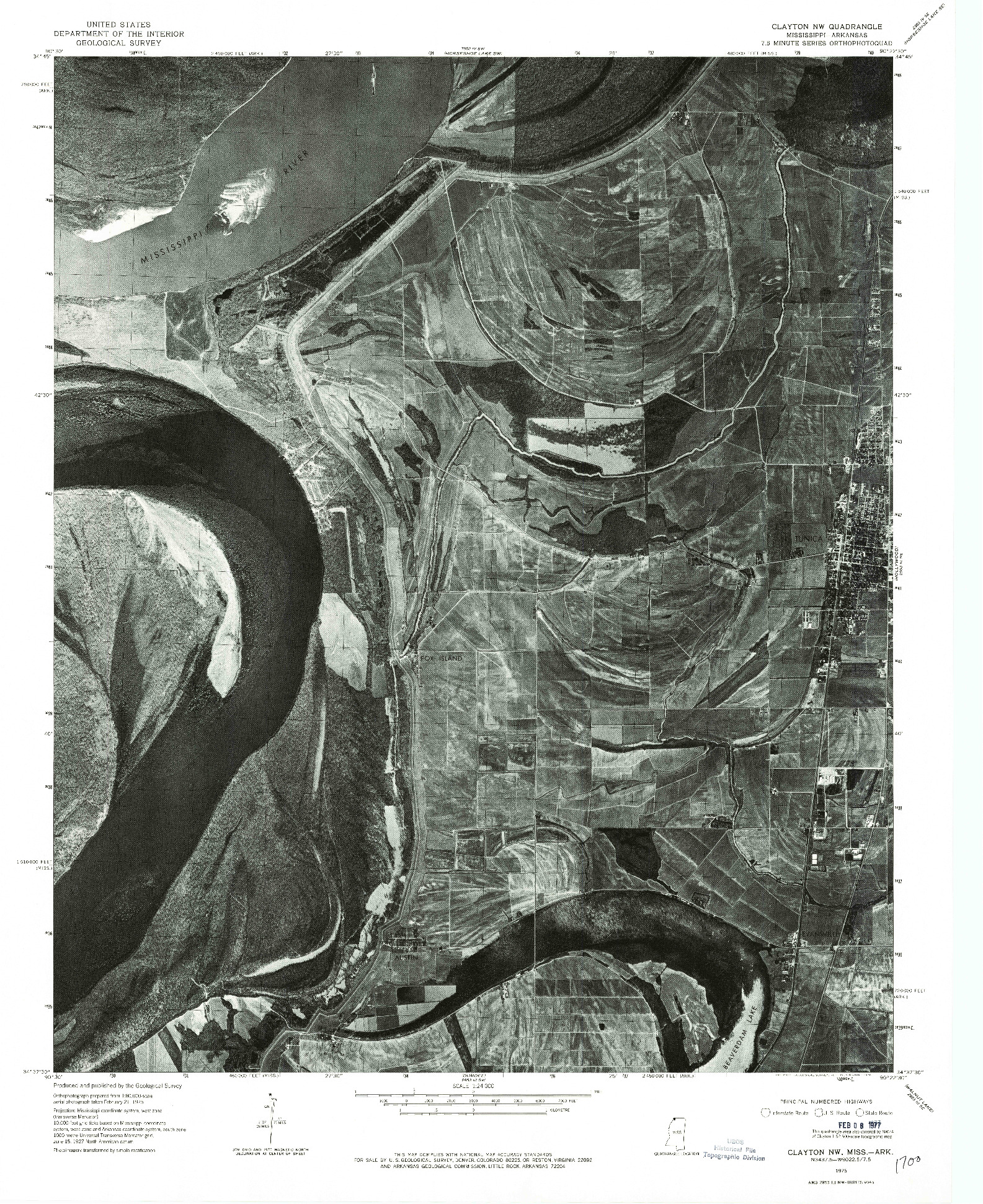 USGS 1:24000-SCALE QUADRANGLE FOR CLAYTON NW, MS 1975