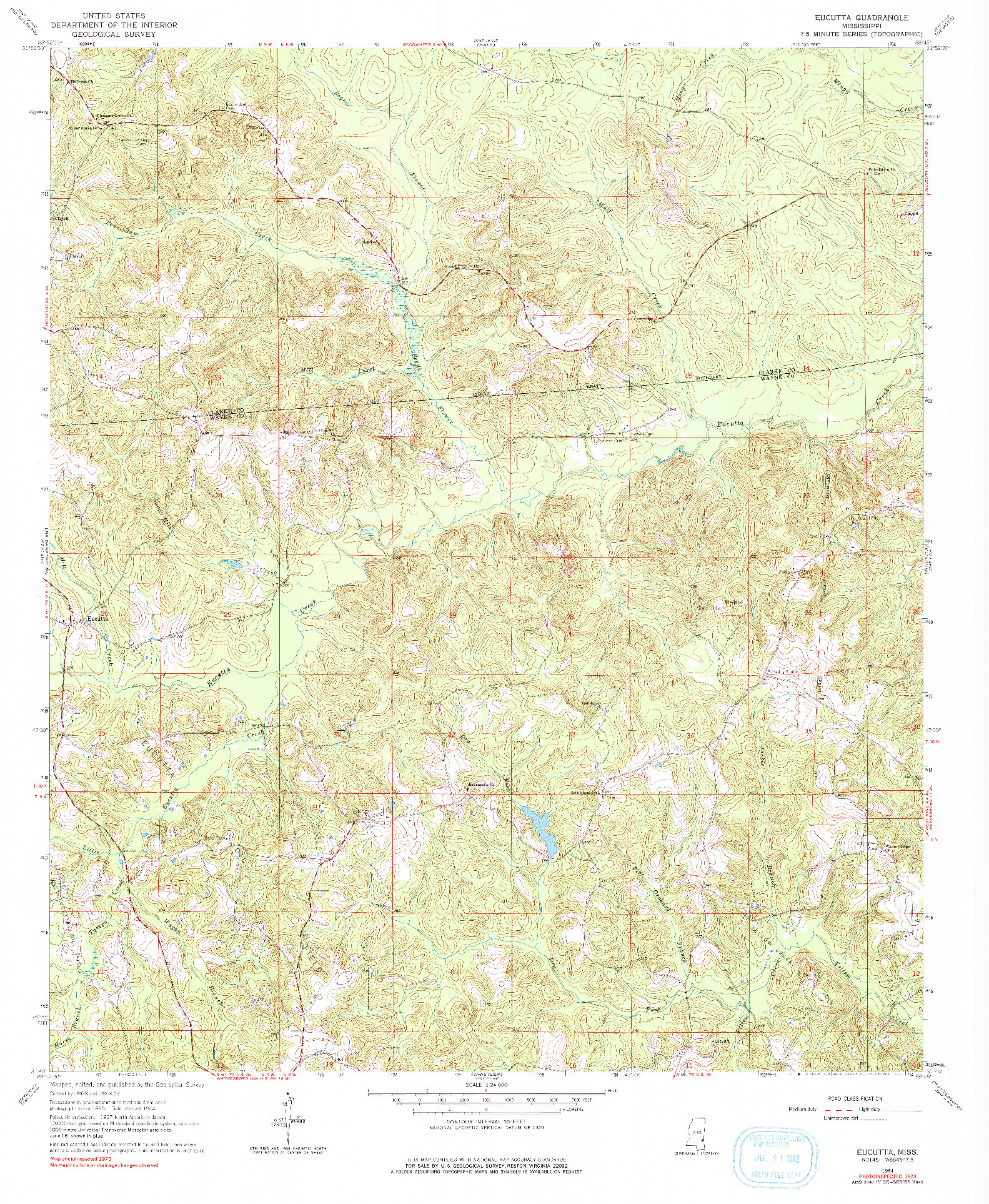 USGS 1:24000-SCALE QUADRANGLE FOR EUCUTTA, MS 1964