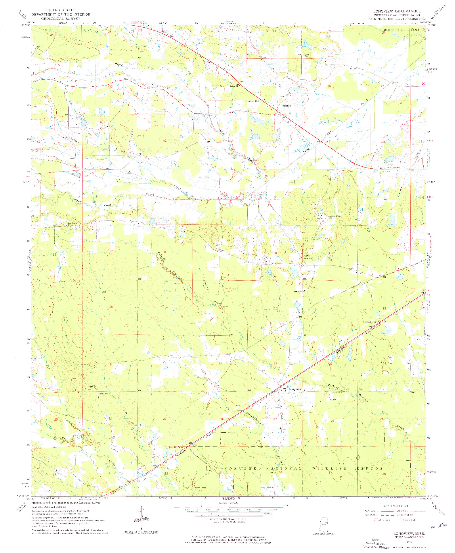 USGS 1:24000-SCALE QUADRANGLE FOR LONGVIEW, MS 1965