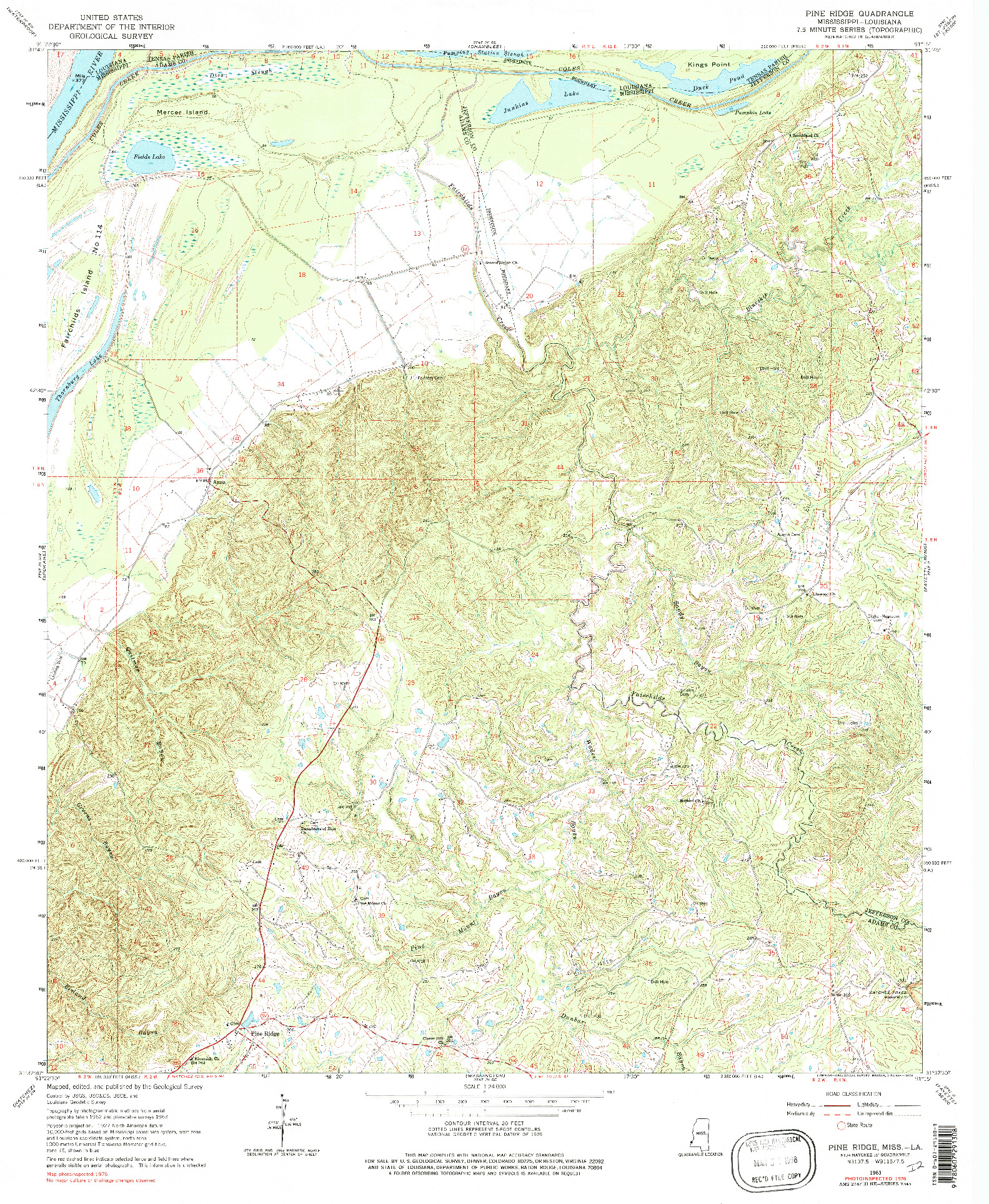USGS 1:24000-SCALE QUADRANGLE FOR PINE RIDGE, MS 1963