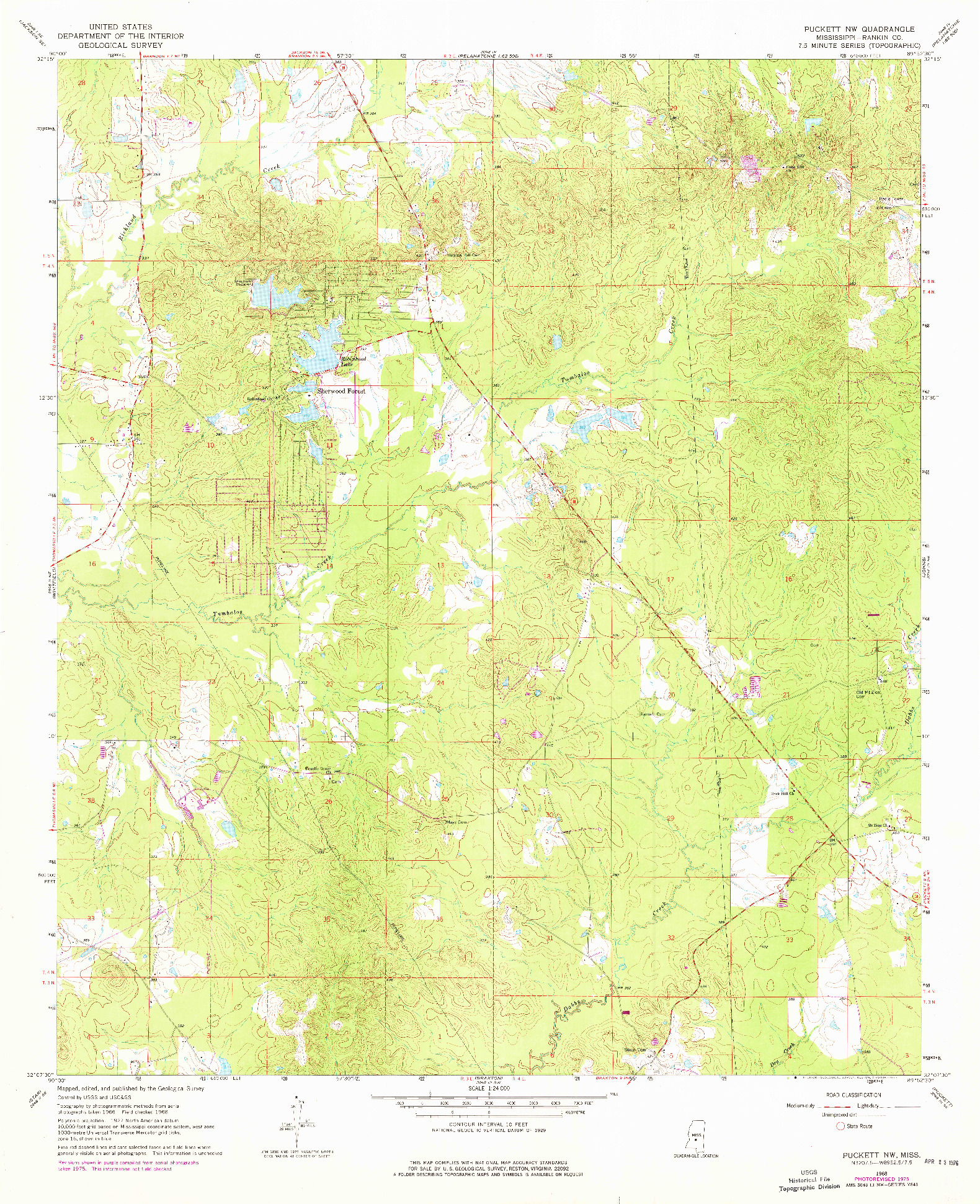 USGS 1:24000-SCALE QUADRANGLE FOR PUCKETT NW, MS 1968