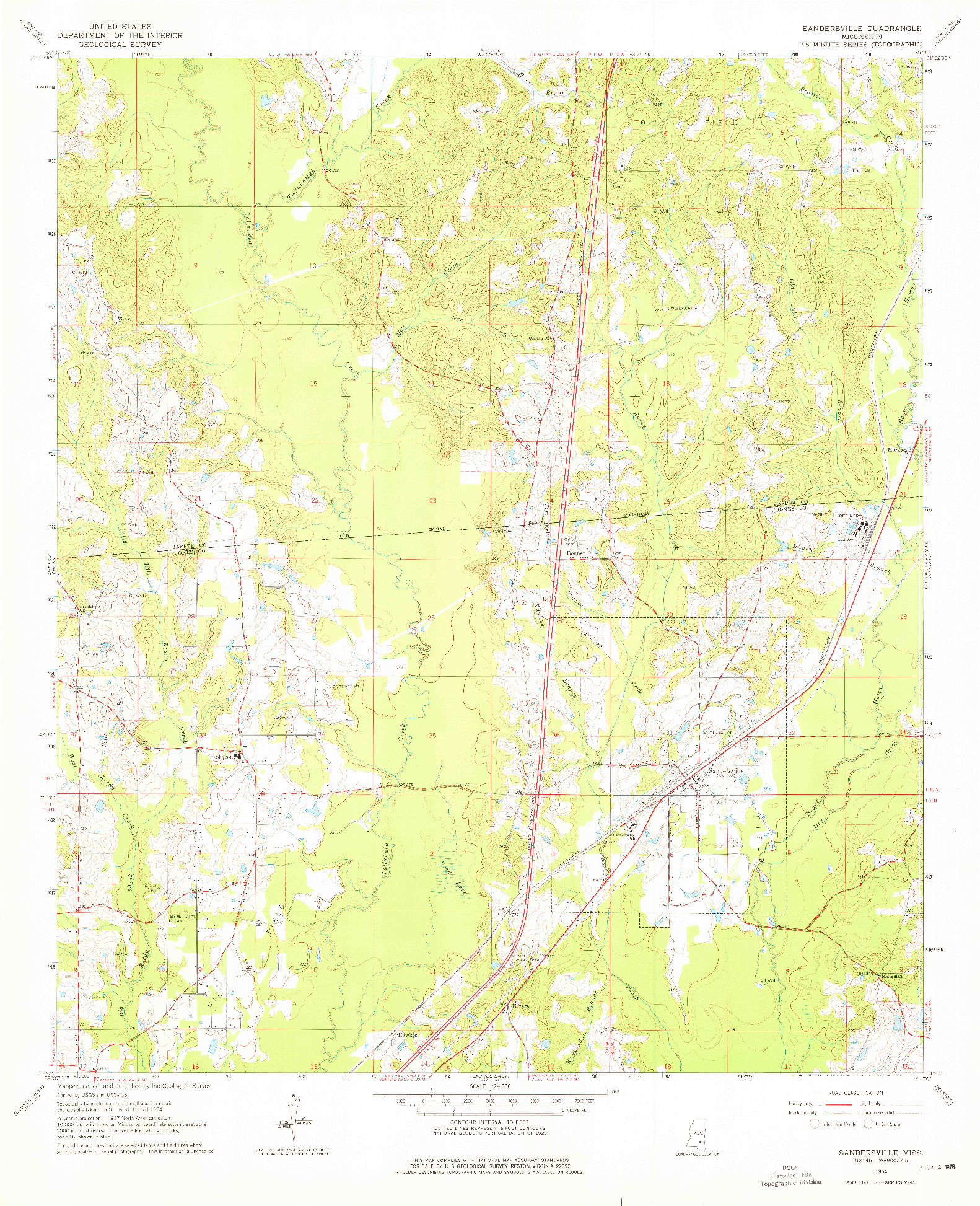 USGS 1:24000-SCALE QUADRANGLE FOR SANDERSVILLE, MS 1964