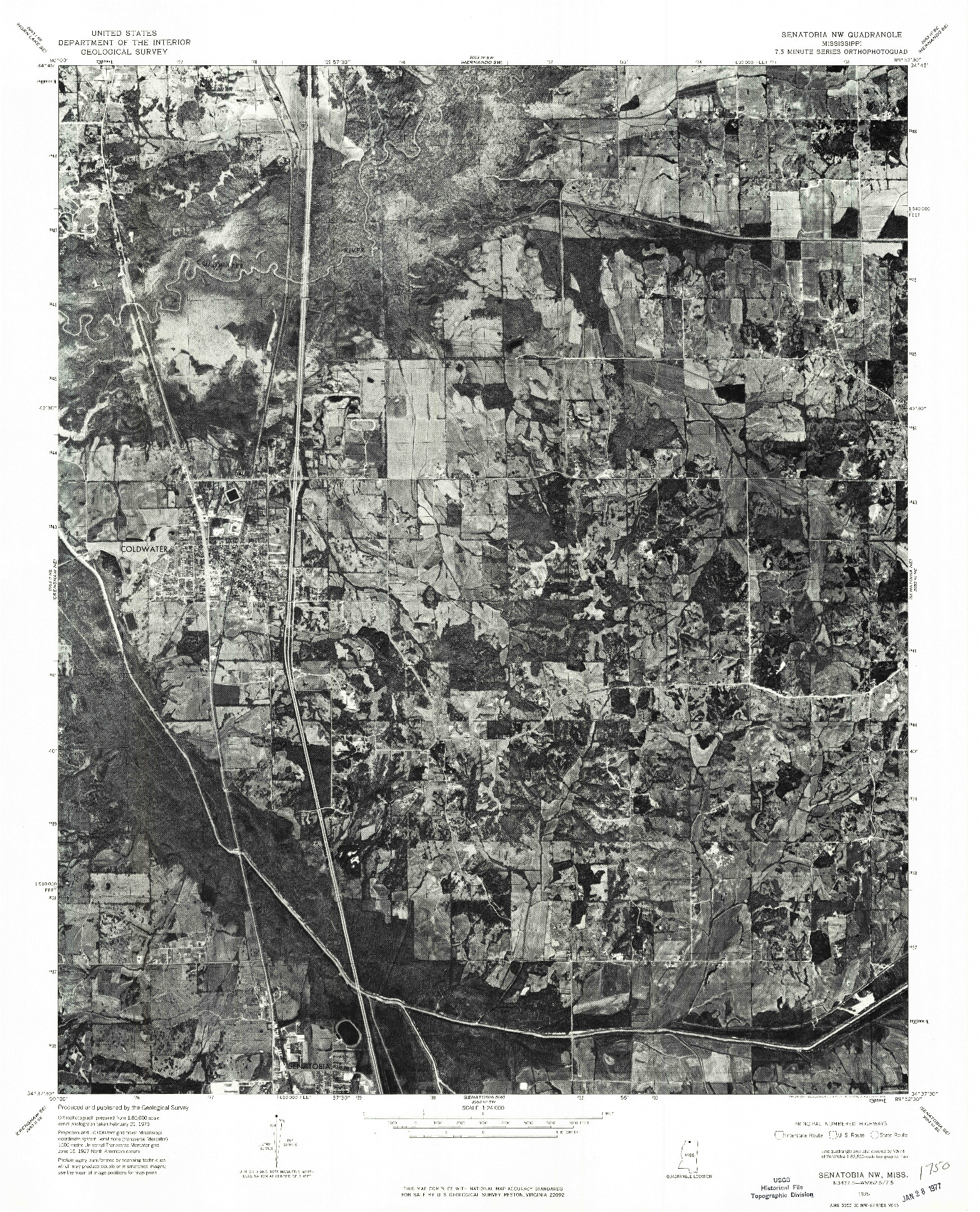 USGS 1:24000-SCALE QUADRANGLE FOR SENATOBIA NW, MS 1975