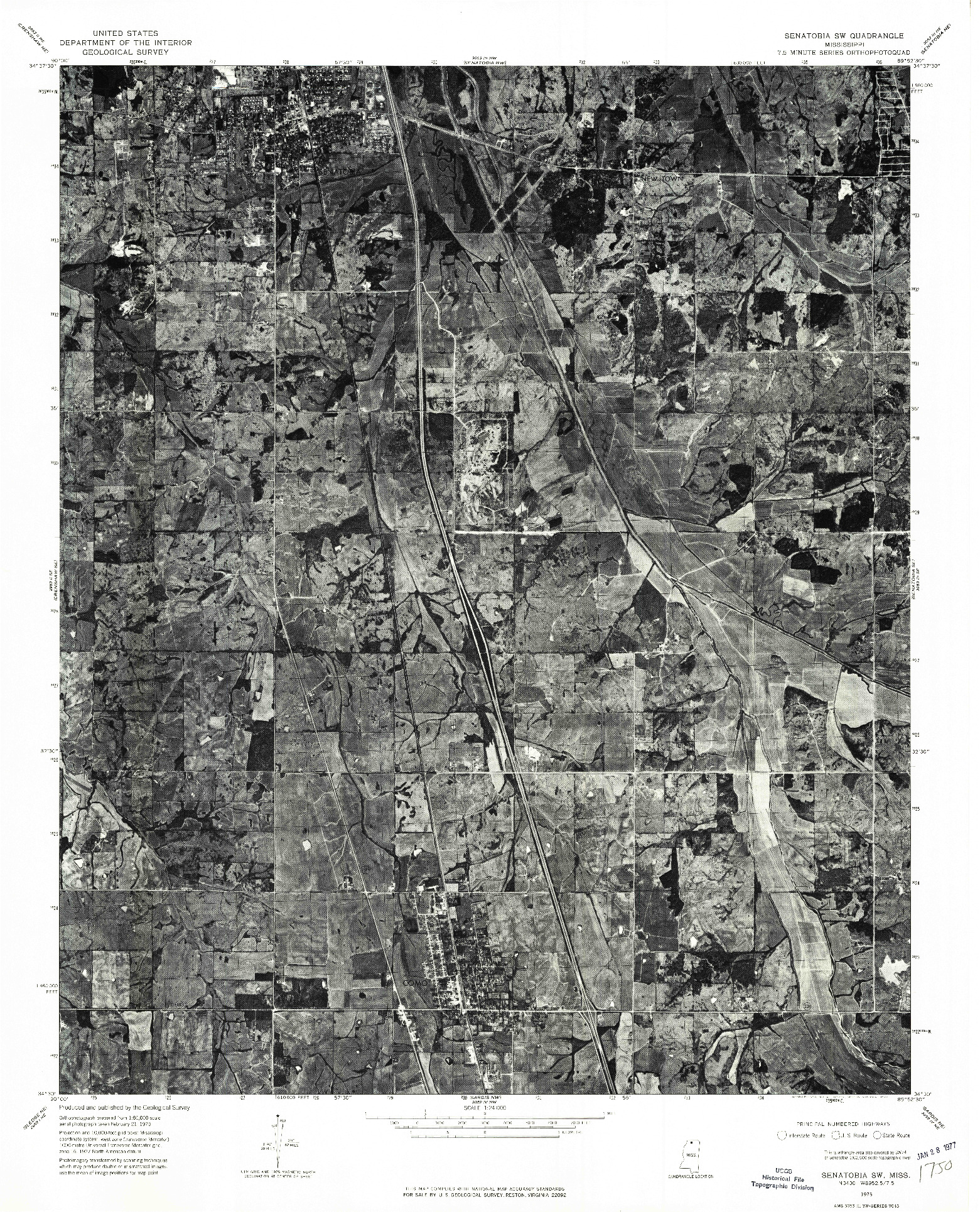 USGS 1:24000-SCALE QUADRANGLE FOR SENATOBIA SW, MS 1975