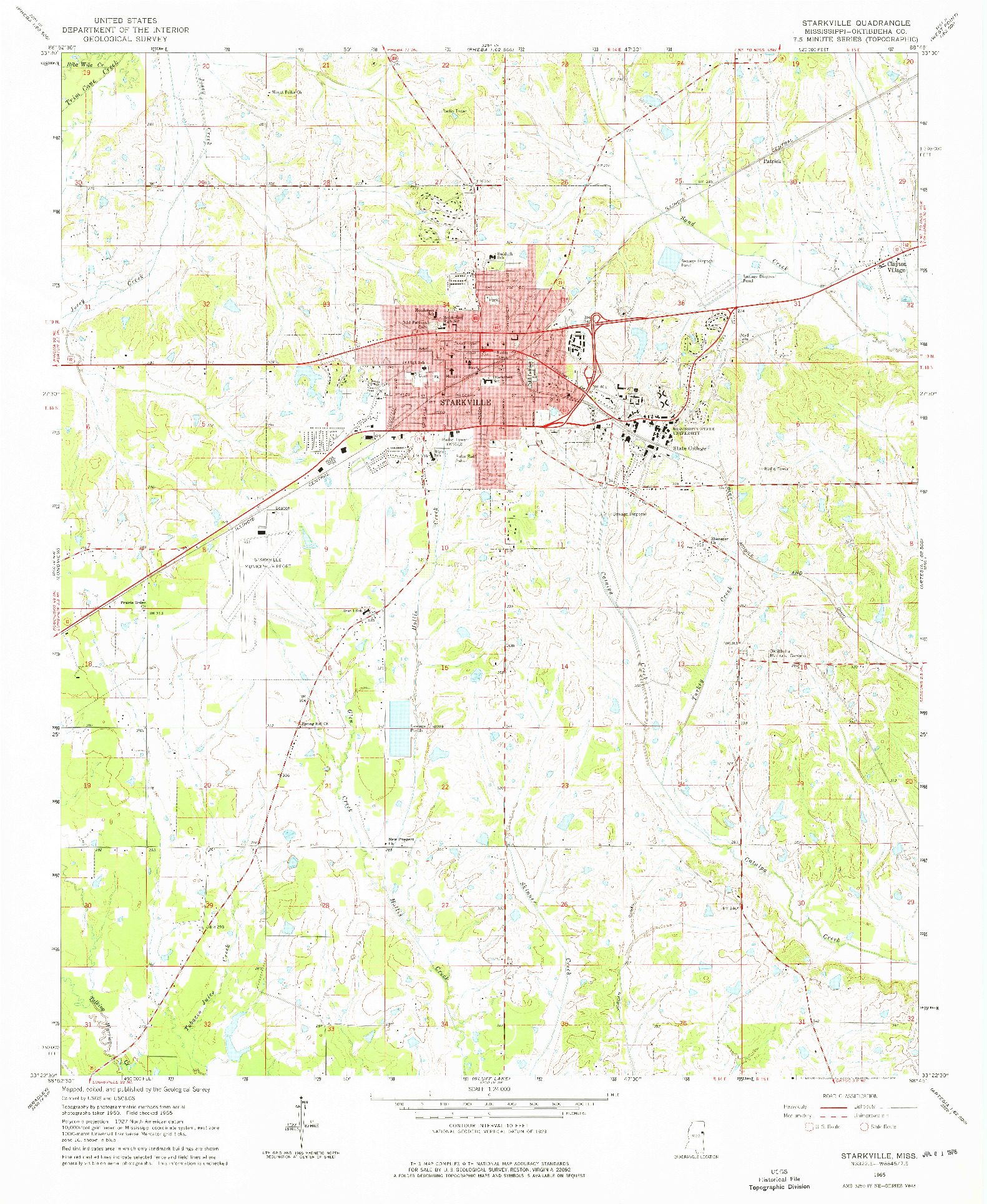 USGS 1:24000-SCALE QUADRANGLE FOR STARKVILLE, MS 1965