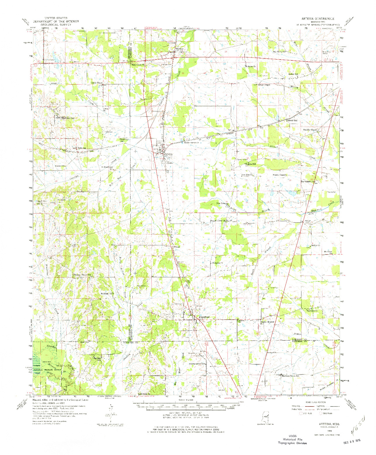 USGS 1:62500-SCALE QUADRANGLE FOR ARTESIA, MS 1959