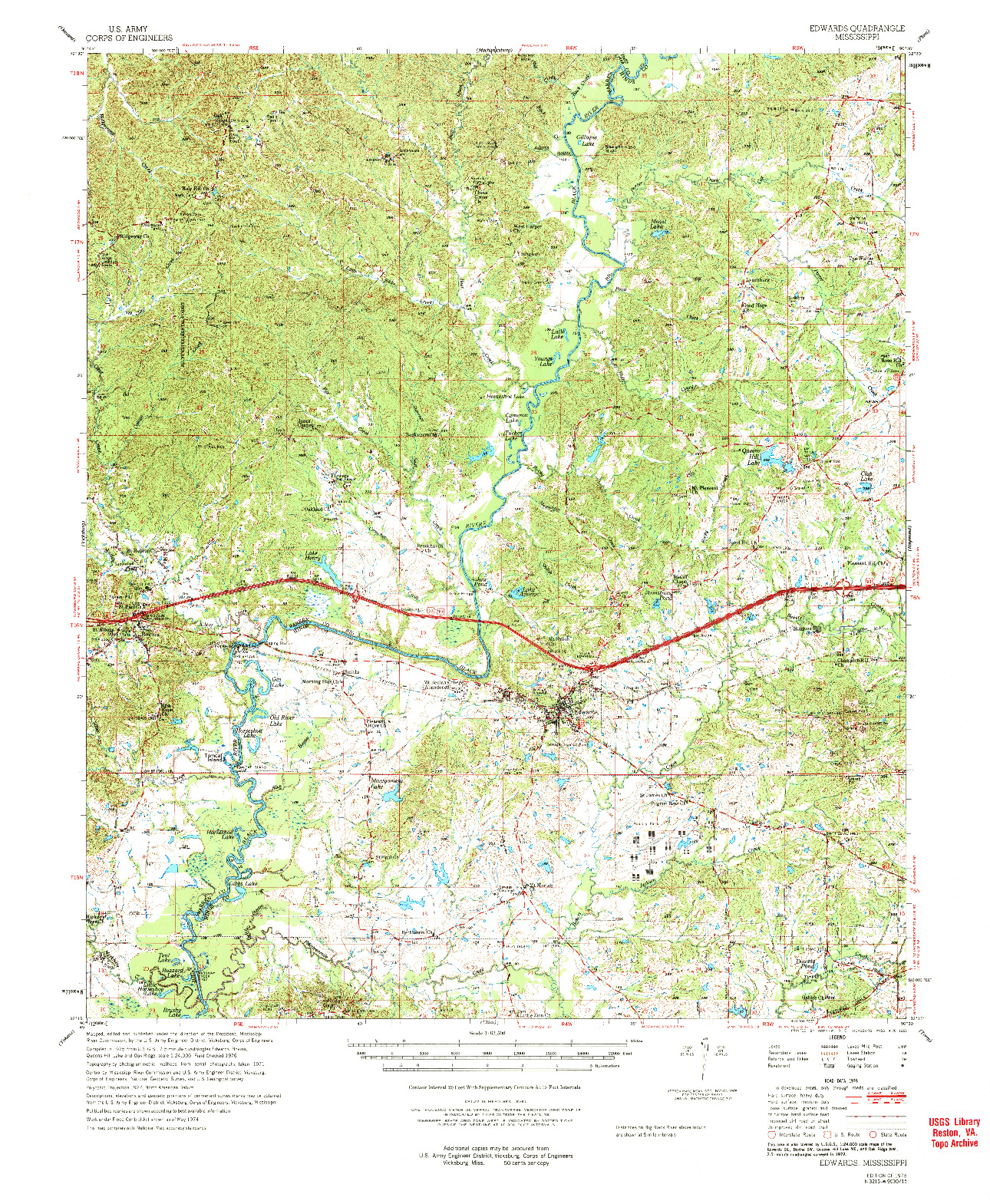 USGS 1:62500-SCALE QUADRANGLE FOR EDWARDS, MS 1975