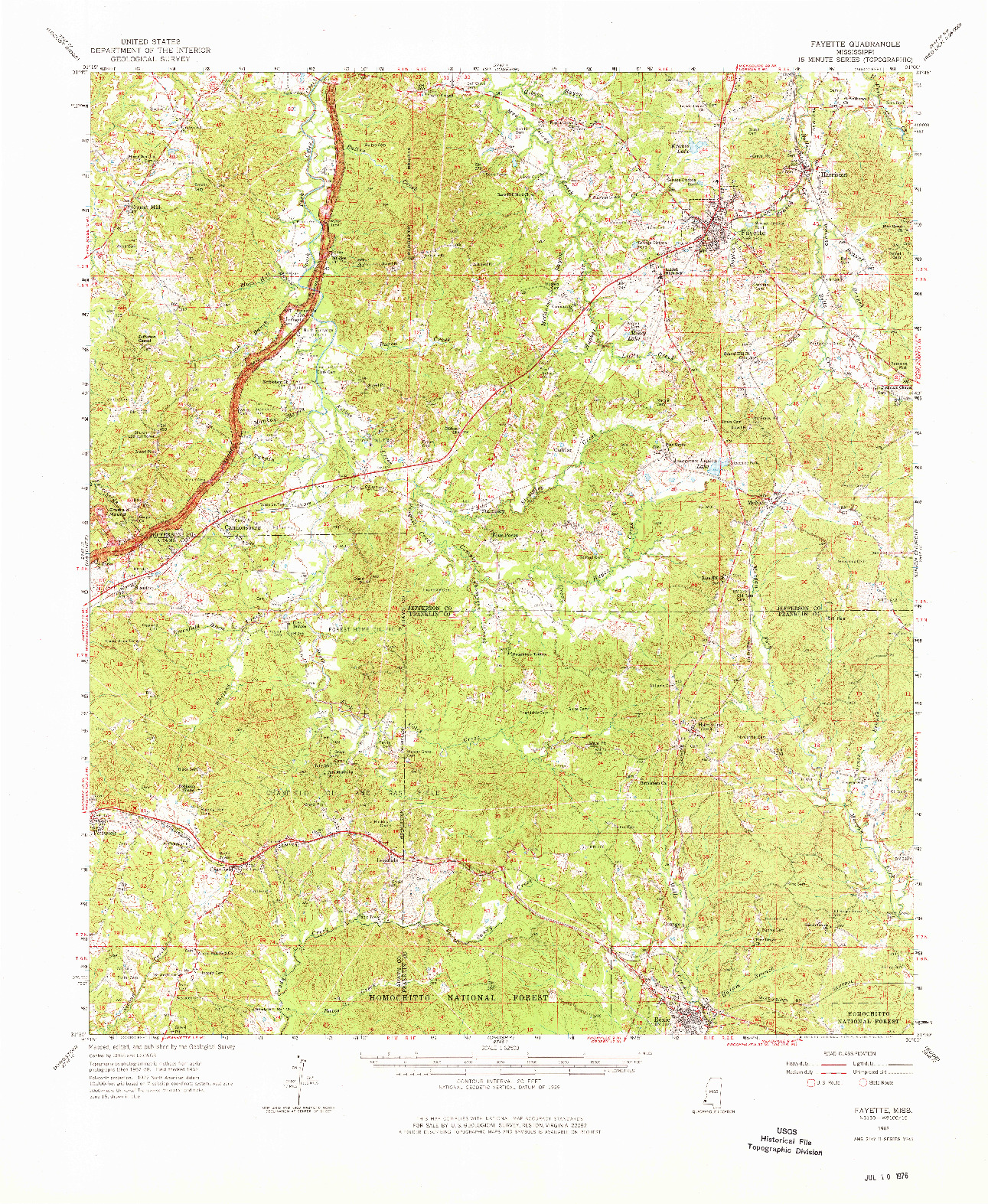 USGS 1:62500-SCALE QUADRANGLE FOR FAYETTE, MS 1962