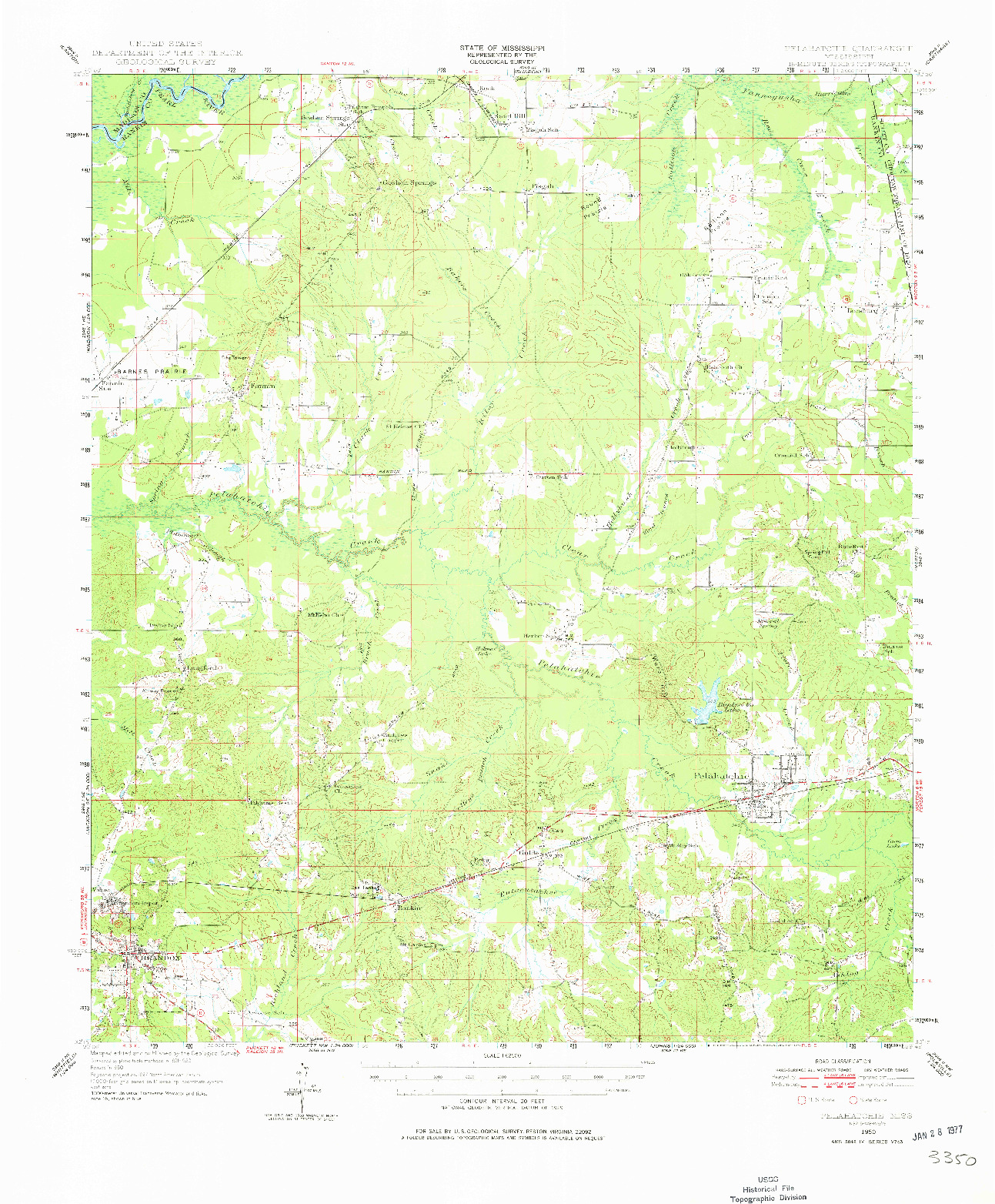 USGS 1:62500-SCALE QUADRANGLE FOR PELAHATCHIE, MS 1950