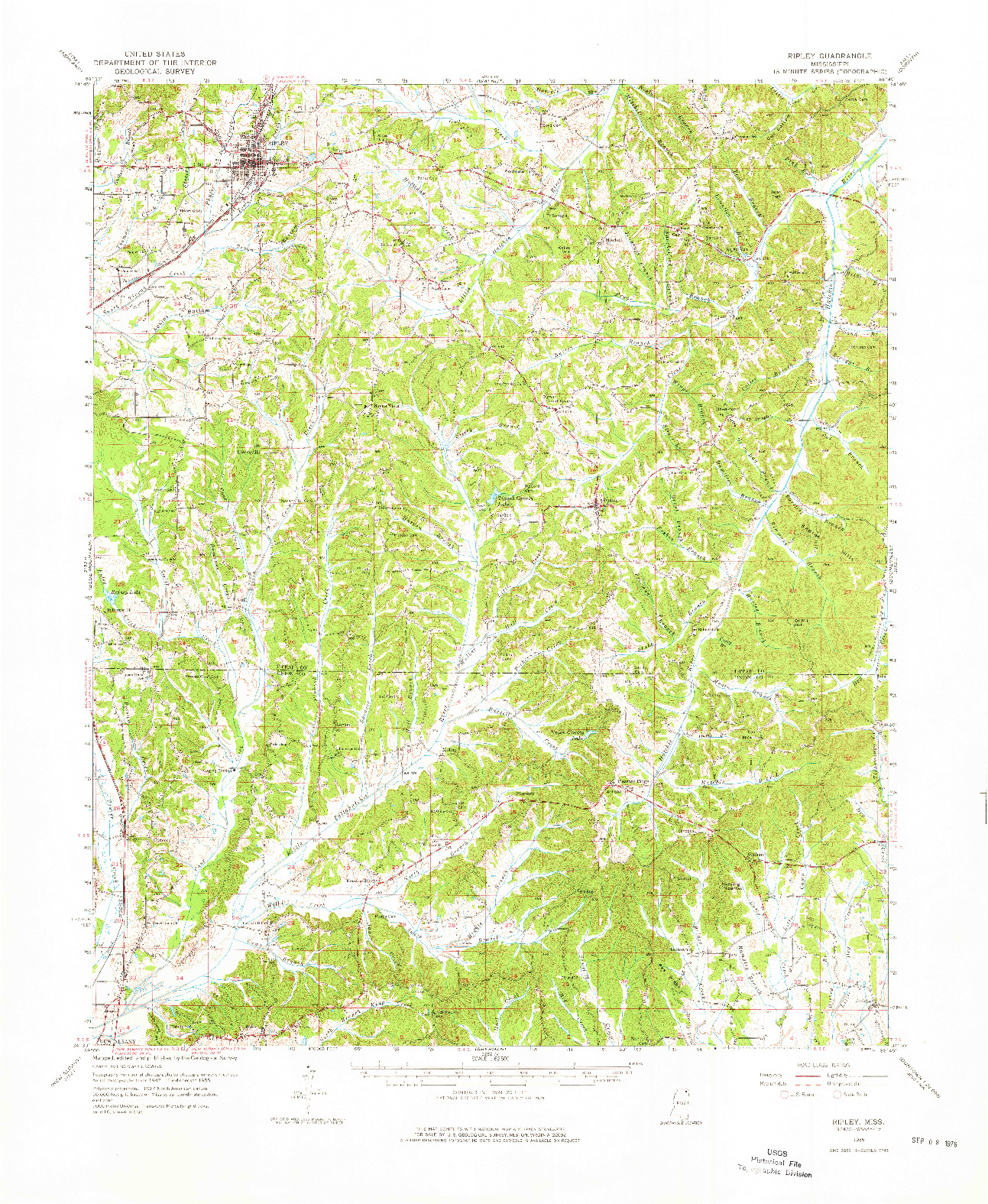 USGS 1:62500-SCALE QUADRANGLE FOR RIPLEY, MS 1955