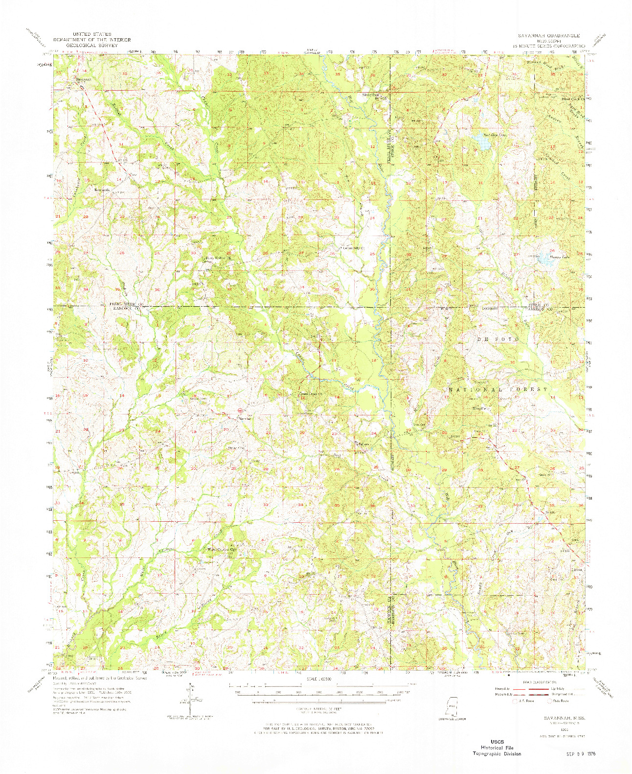 USGS 1:62500-SCALE QUADRANGLE FOR SAVANNAH, MS 1955