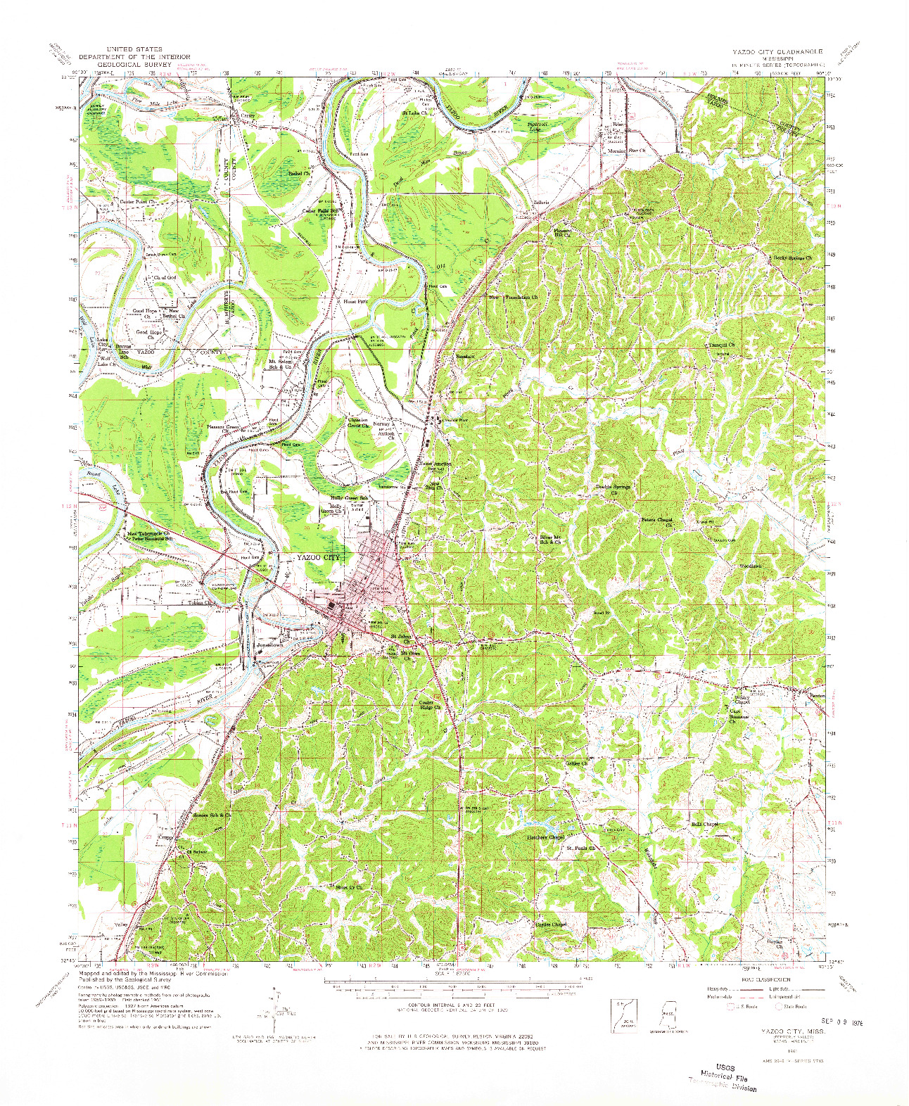 USGS 1:62500-SCALE QUADRANGLE FOR YAZOO CITY, MS 1961
