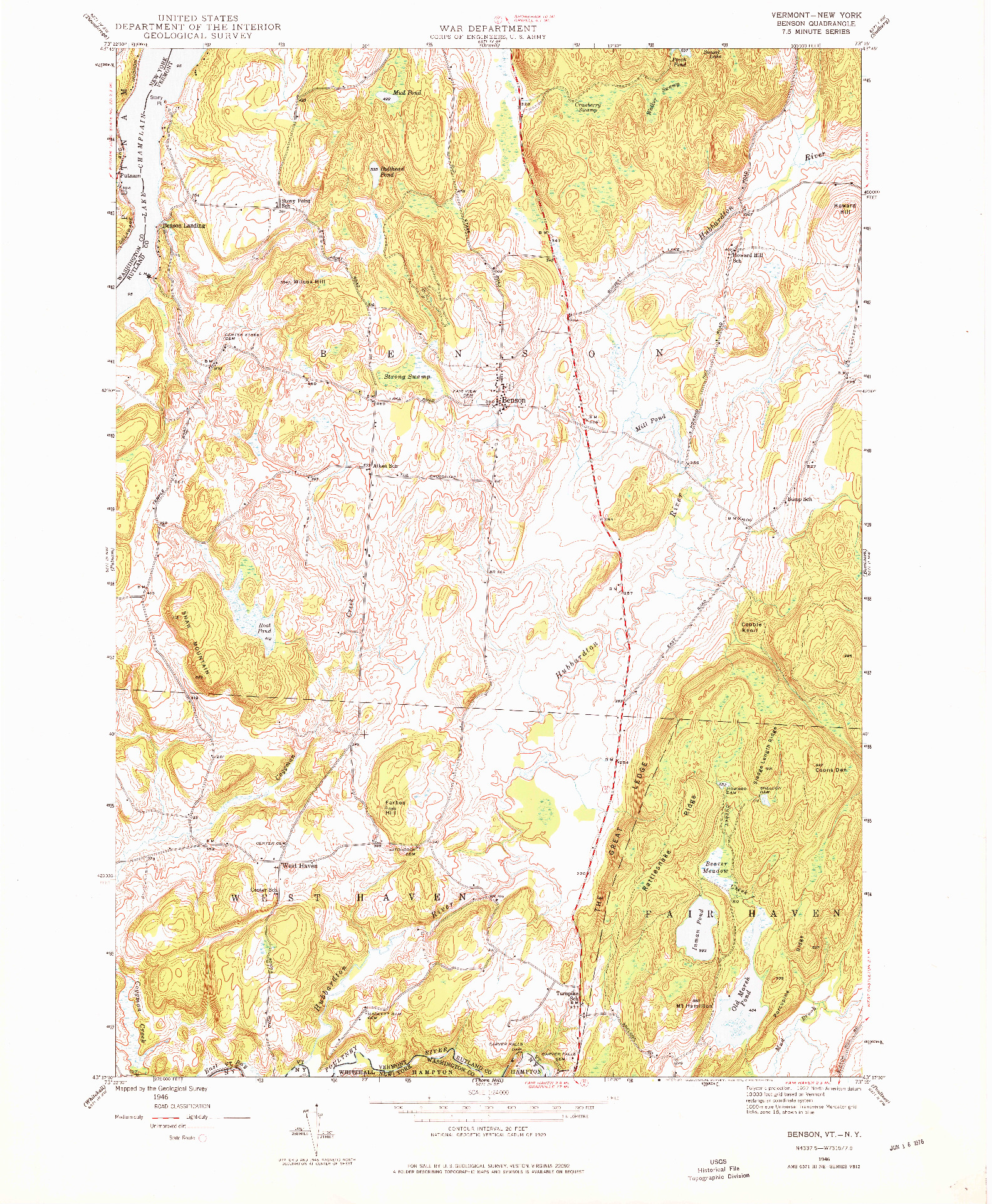 USGS 1:24000-SCALE QUADRANGLE FOR BENSON, VT 1946
