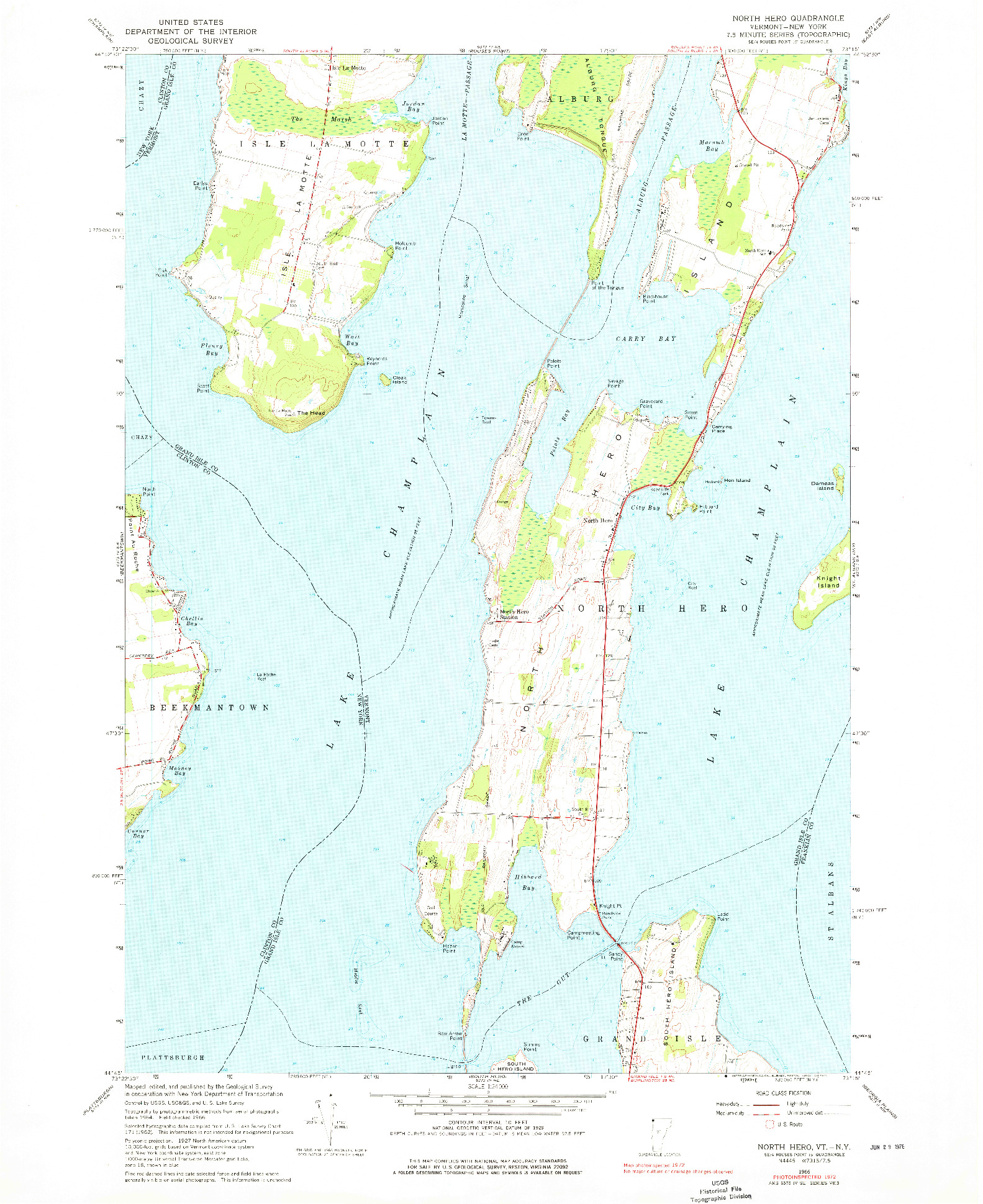 USGS 1:24000-SCALE QUADRANGLE FOR NORTH HERO, VT 1966